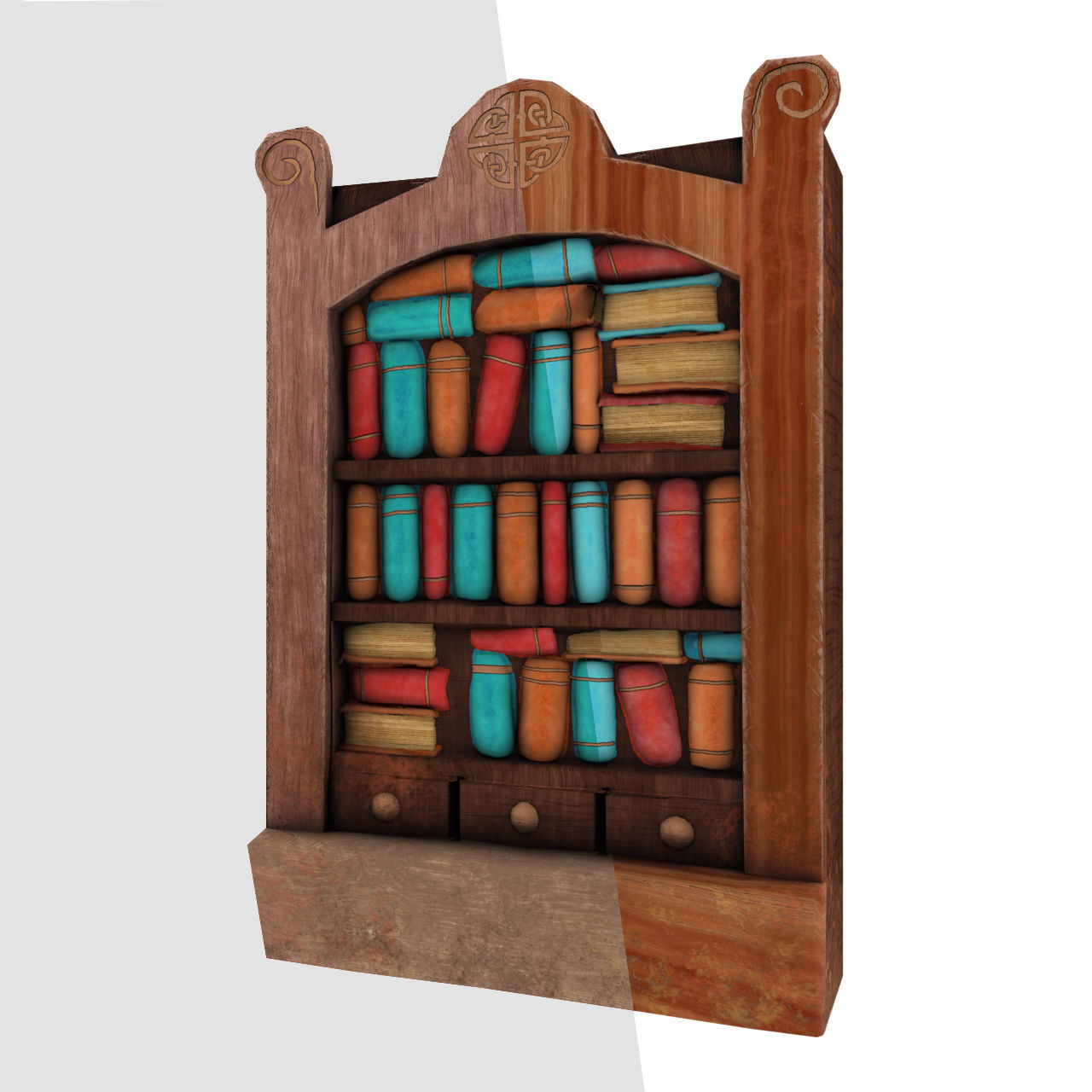 Low Poly Bookshelf Pack Low-poly 3D model_5