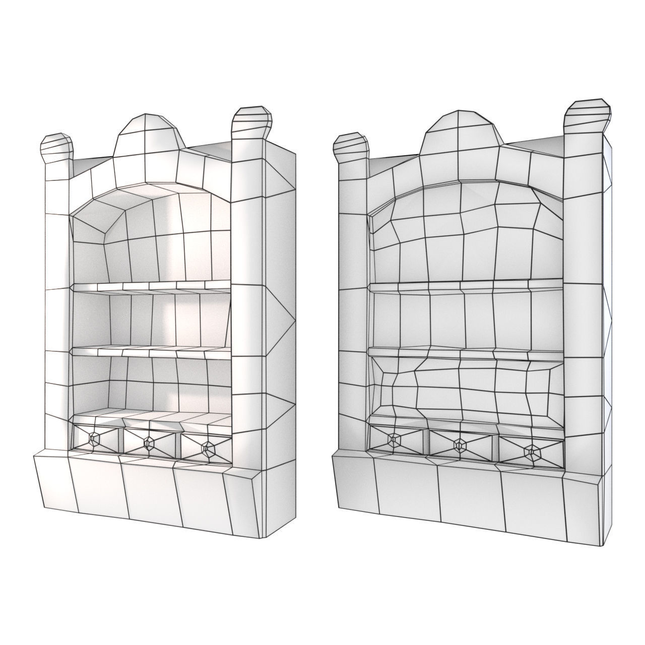 Low Poly Bookshelf Pack Low-poly 3D model_8