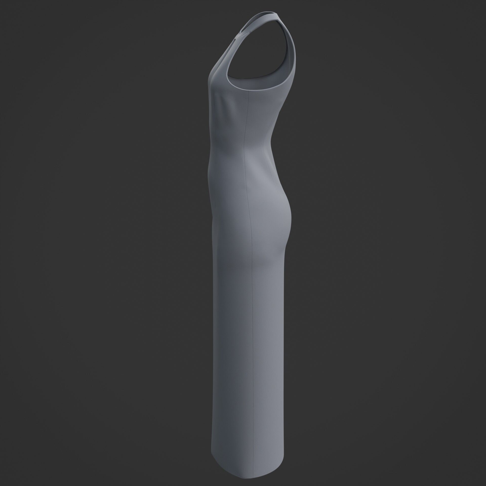 3D Female long dress - Halterneck dress Low-poly 3D model_13