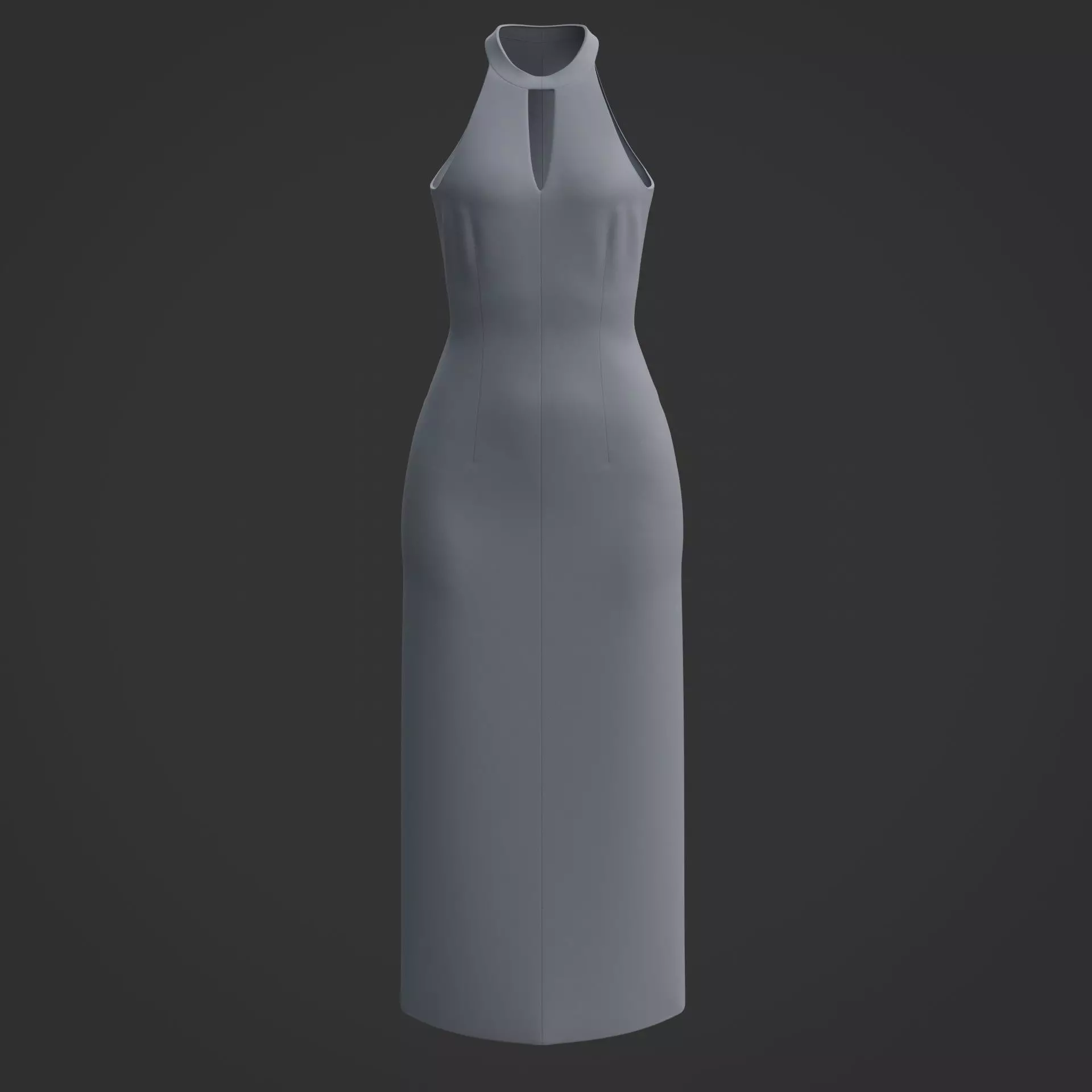 3D Female long dress - Halterneck dress Low-poly 3D model_0