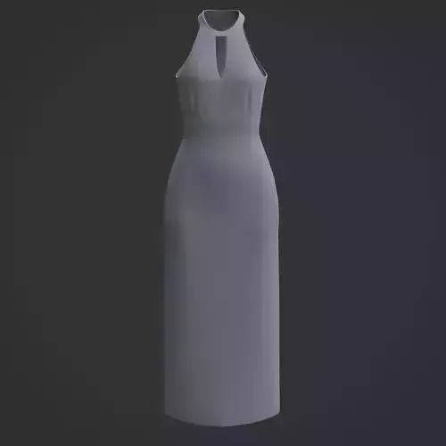 3D Female long dress - Halterneck dress Low-poly 3D model 3D Female long dress - Halterneck dress Low-poly 3D model