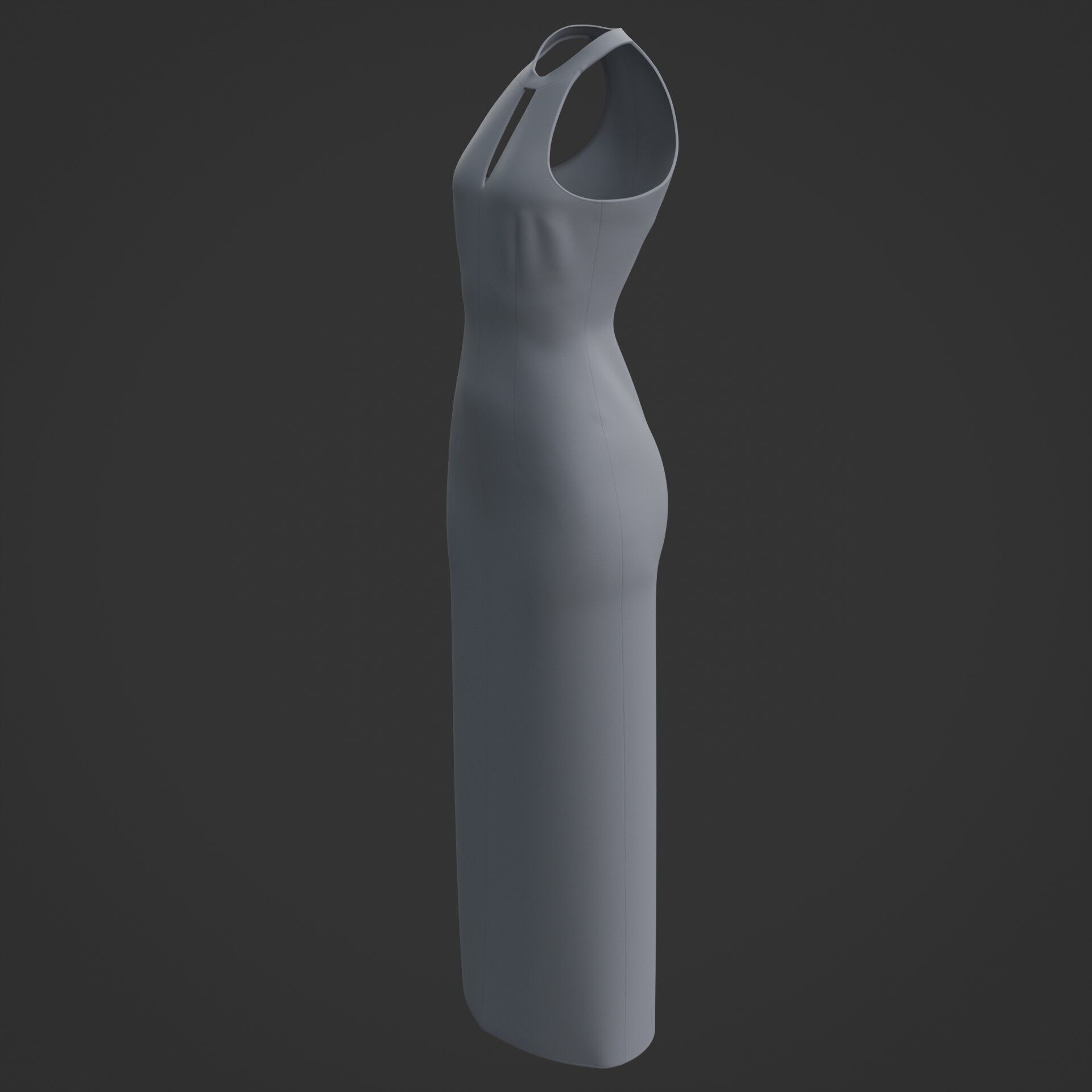3D Female long dress - Halterneck dress Low-poly 3D model_14