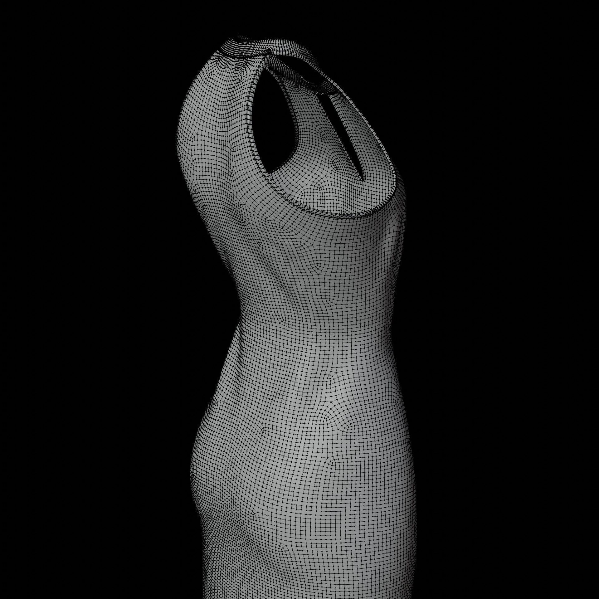 3D Female long dress - Halterneck dress Low-poly 3D model_21