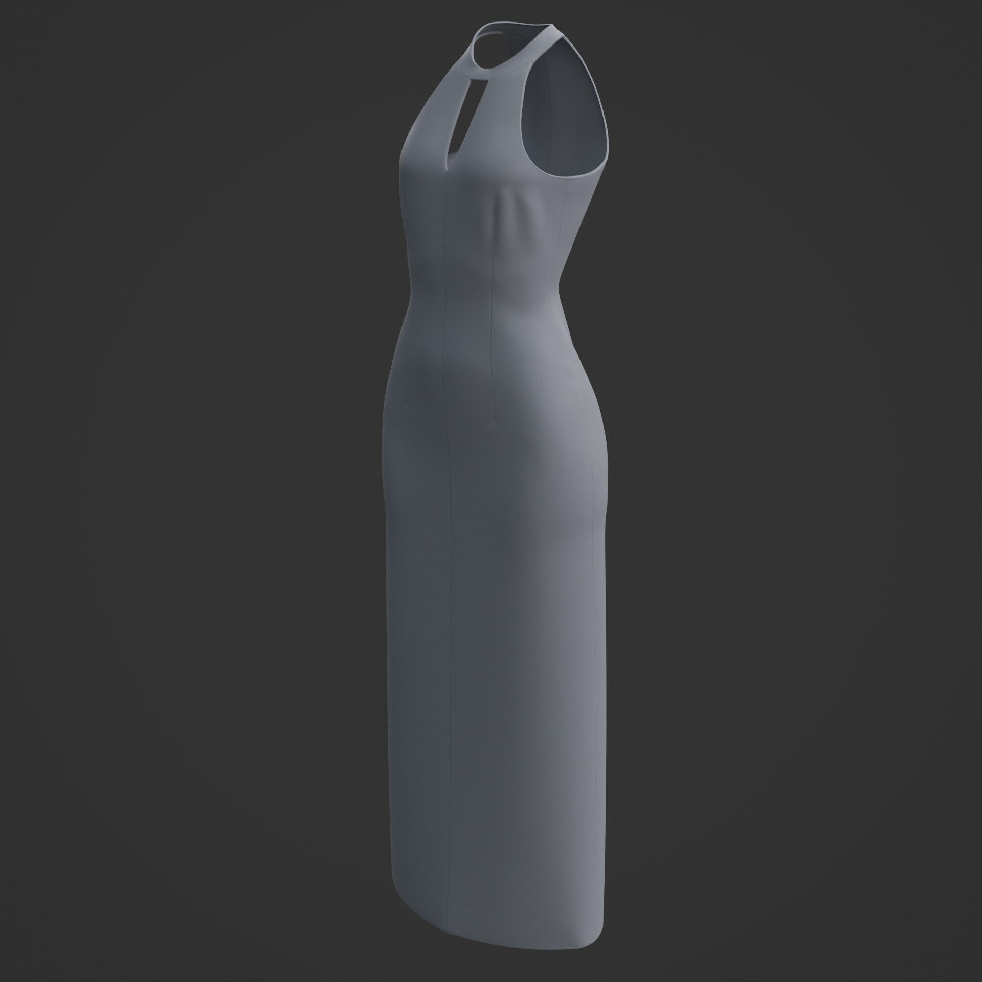 3D Female long dress - Halterneck dress Low-poly 3D model_15
