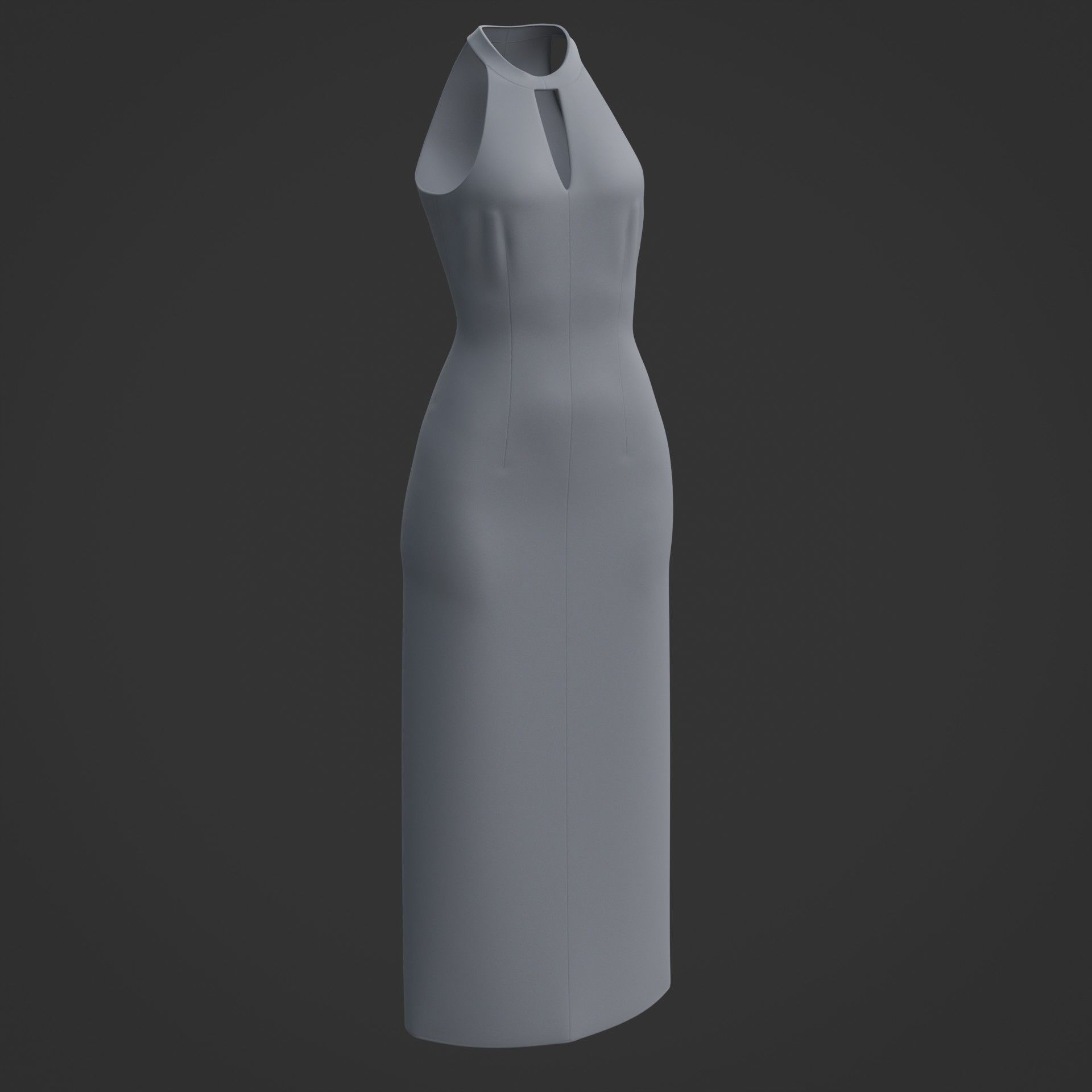 3D Female long dress - Halterneck dress Low-poly 3D model_3