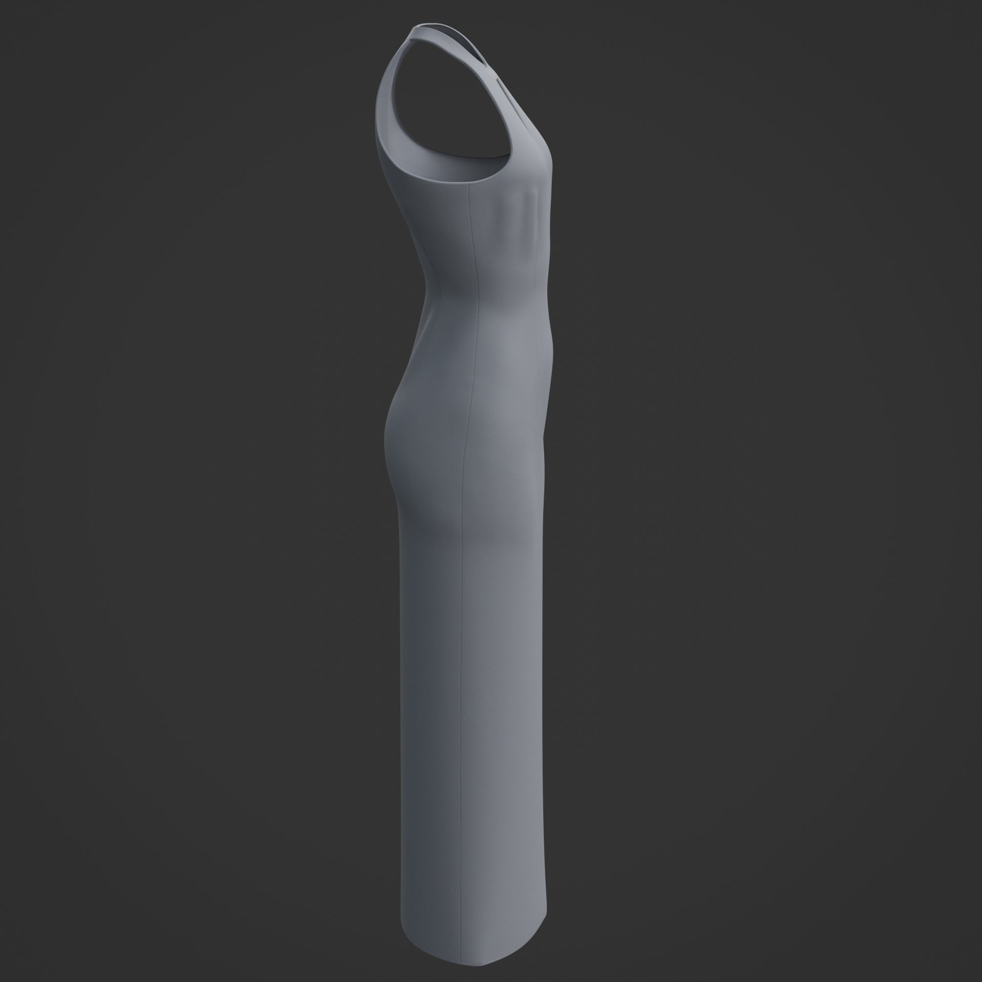 3D Female long dress - Halterneck dress Low-poly 3D model_6