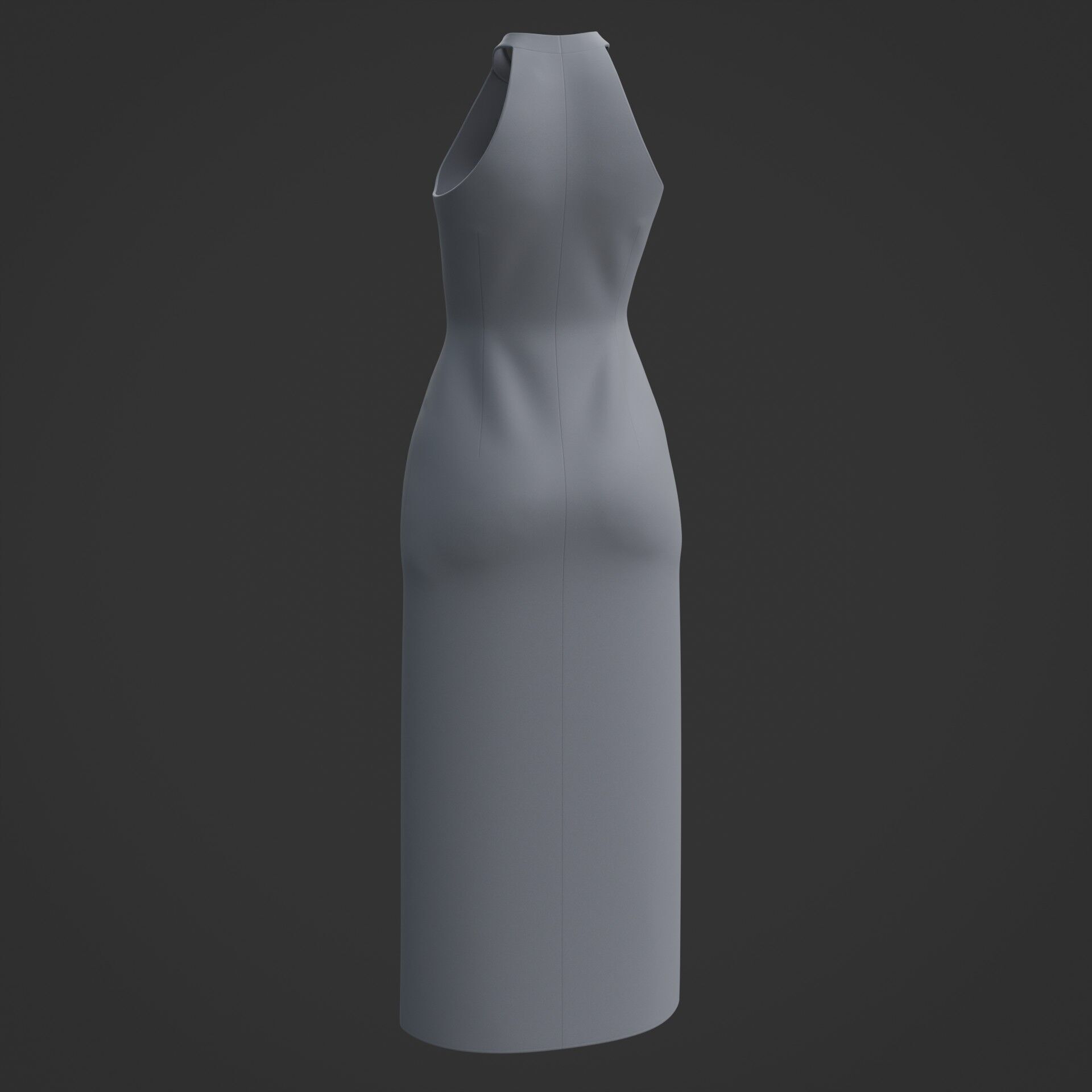3D Female long dress - Halterneck dress Low-poly 3D model_10