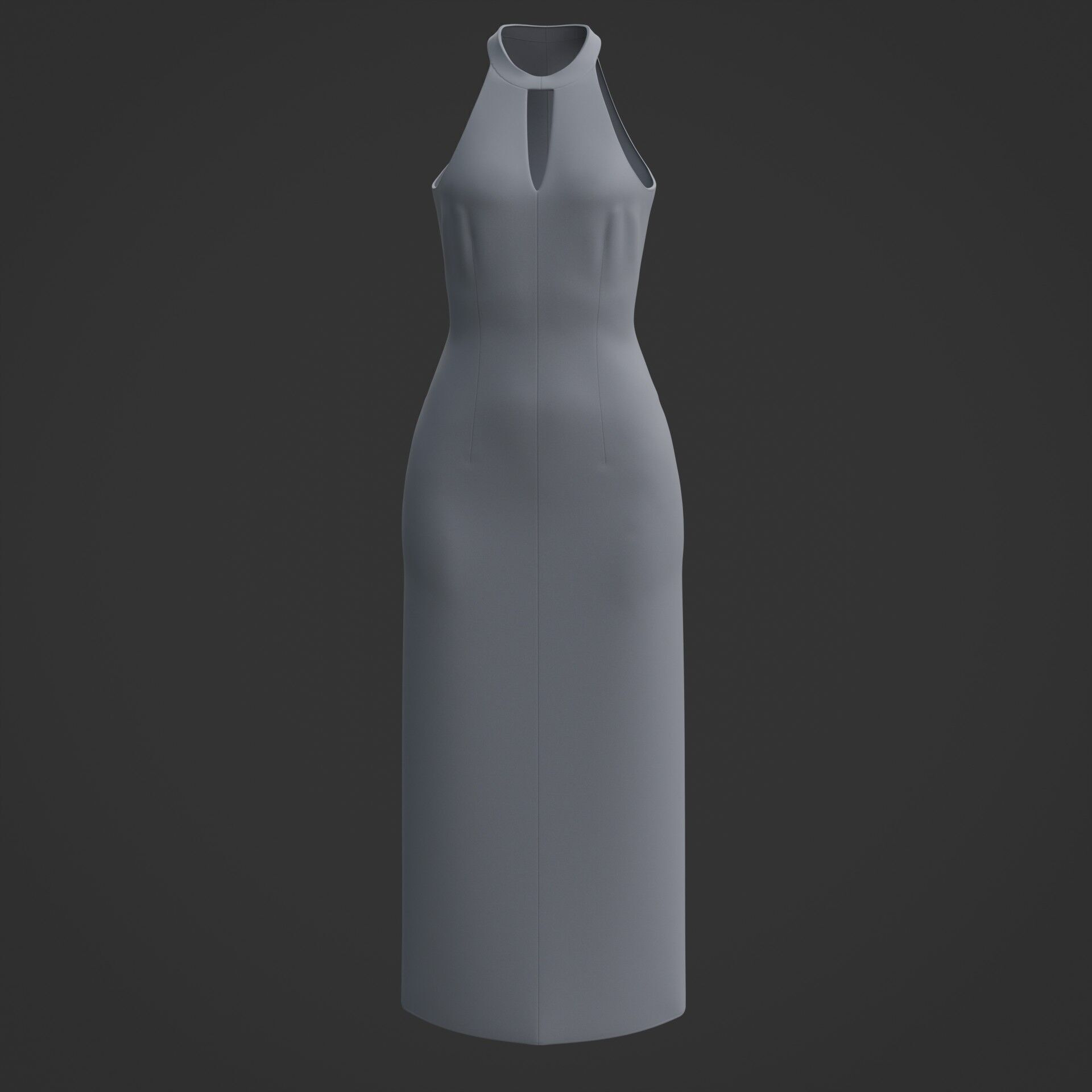 3D Female long dress - Halterneck dress Low-poly 3D model_18