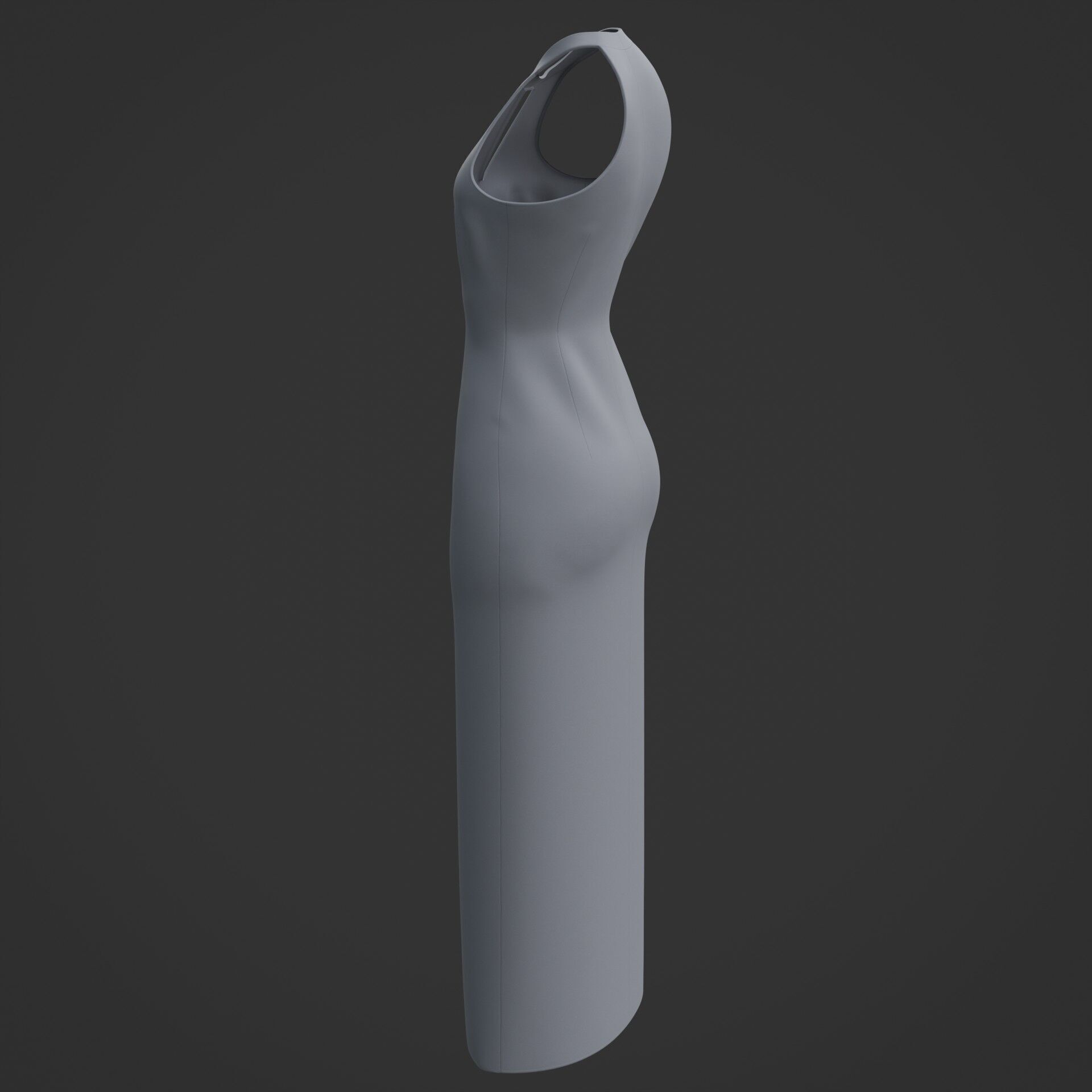 3D Female long dress - Halterneck dress Low-poly 3D model_12