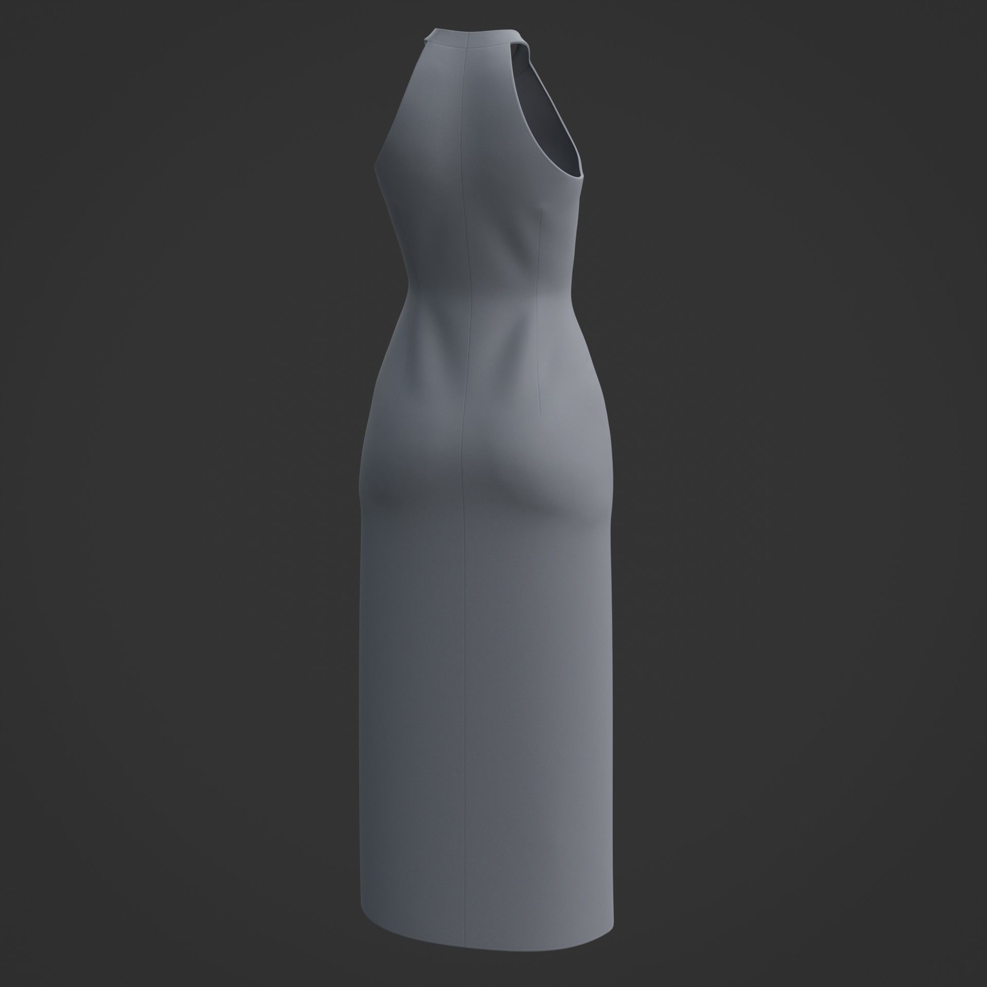 3D Female long dress - Halterneck dress Low-poly 3D model_9