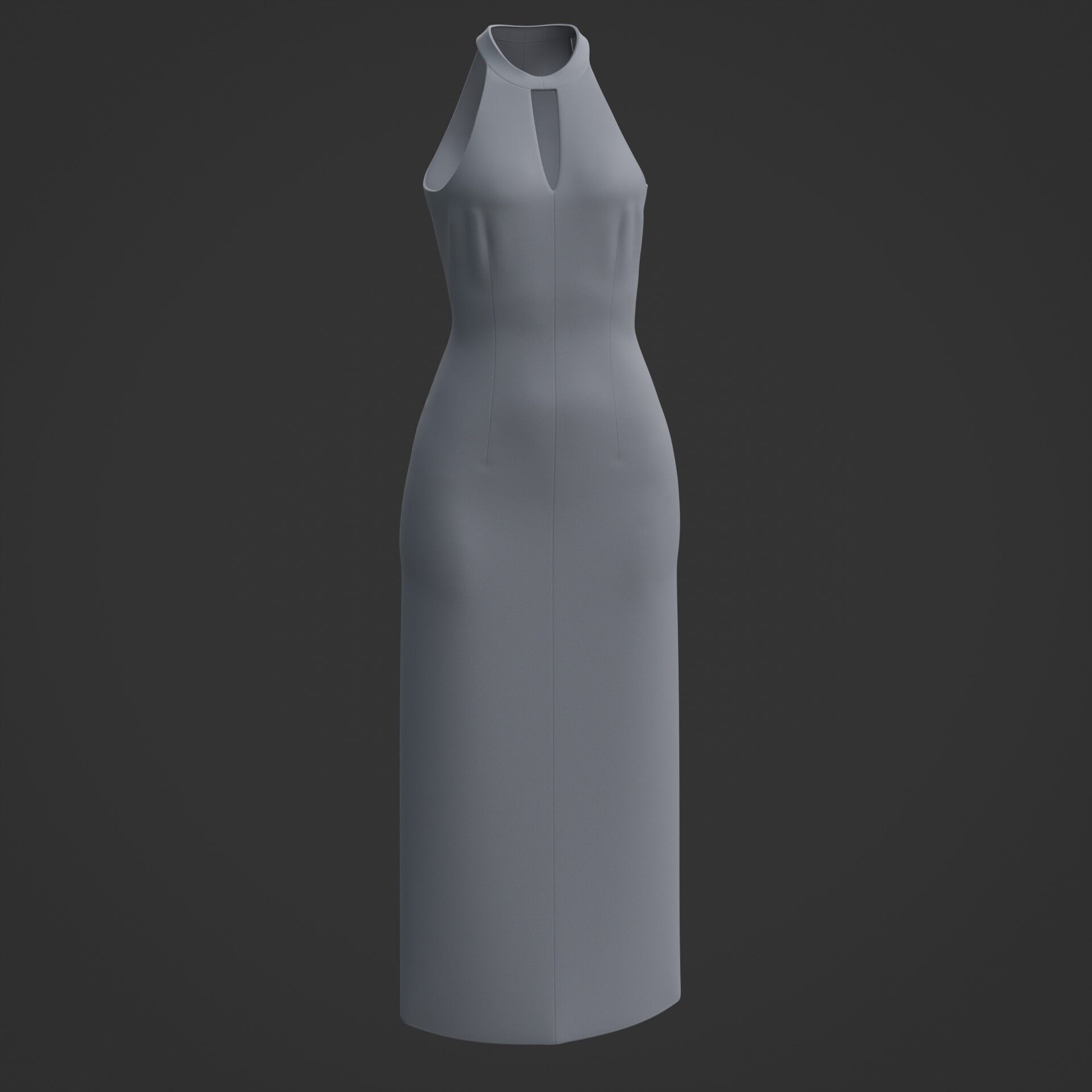 3D Female long dress - Halterneck dress Low-poly 3D model_2