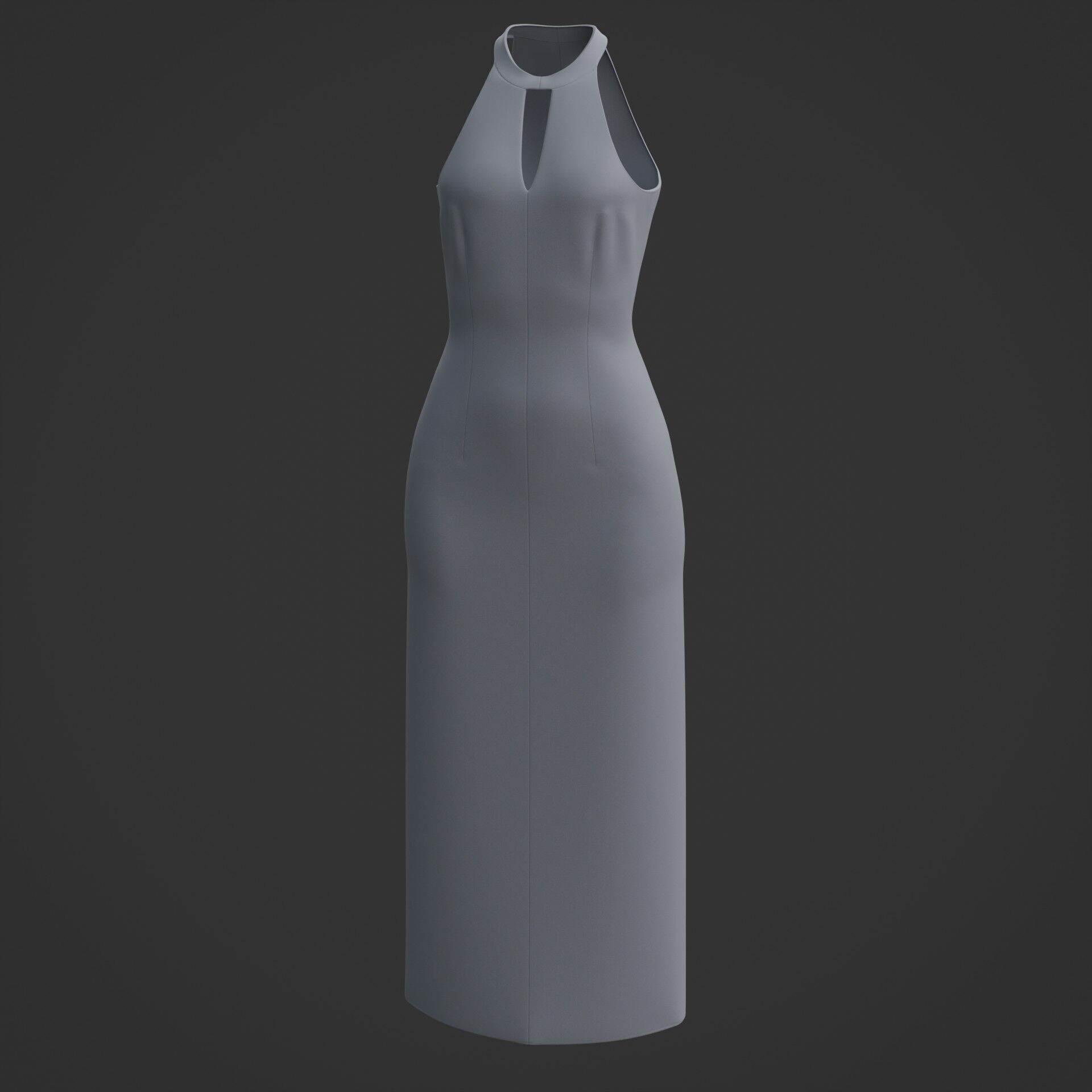 3D Female long dress - Halterneck dress Low-poly 3D model_17