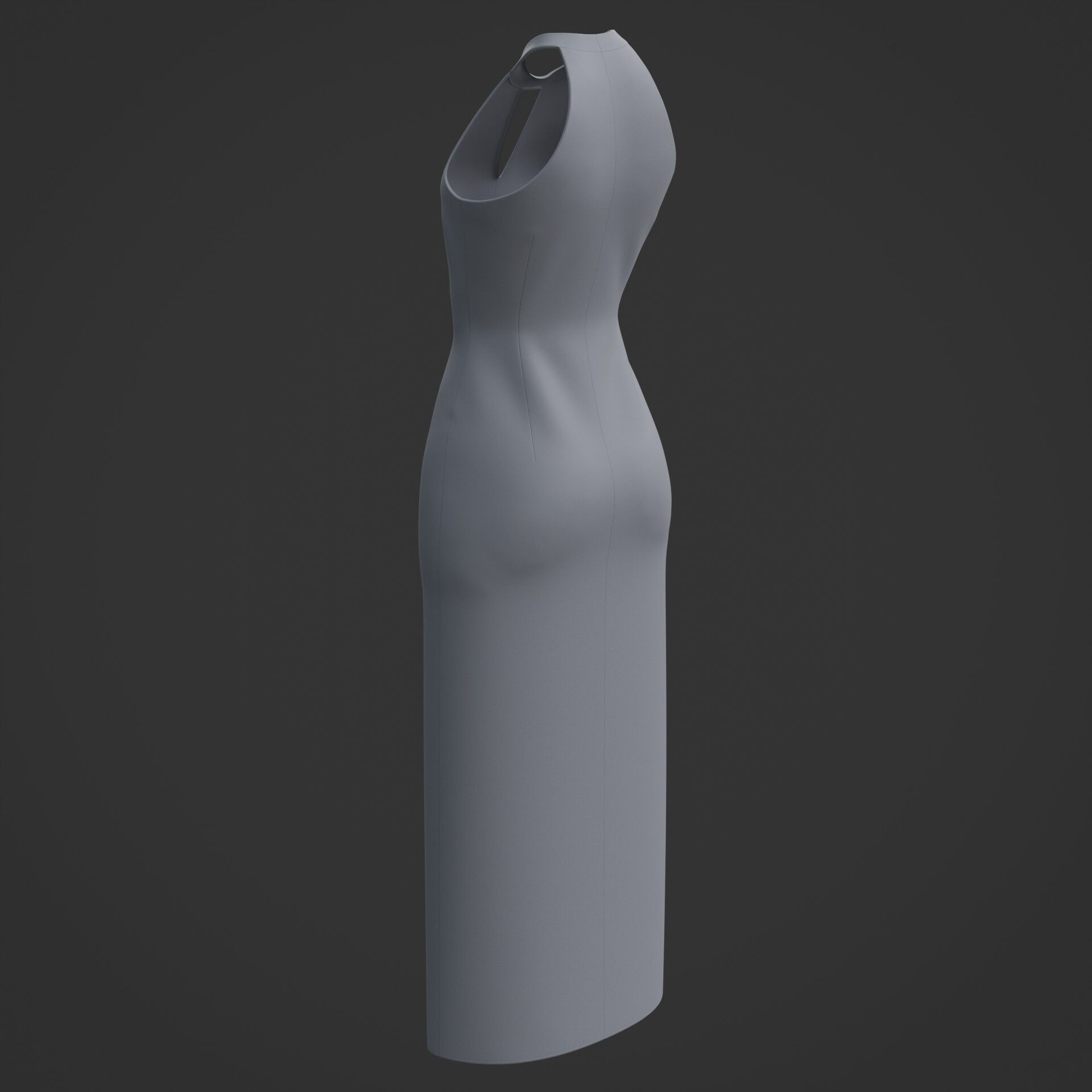 3D Female long dress - Halterneck dress Low-poly 3D model_11