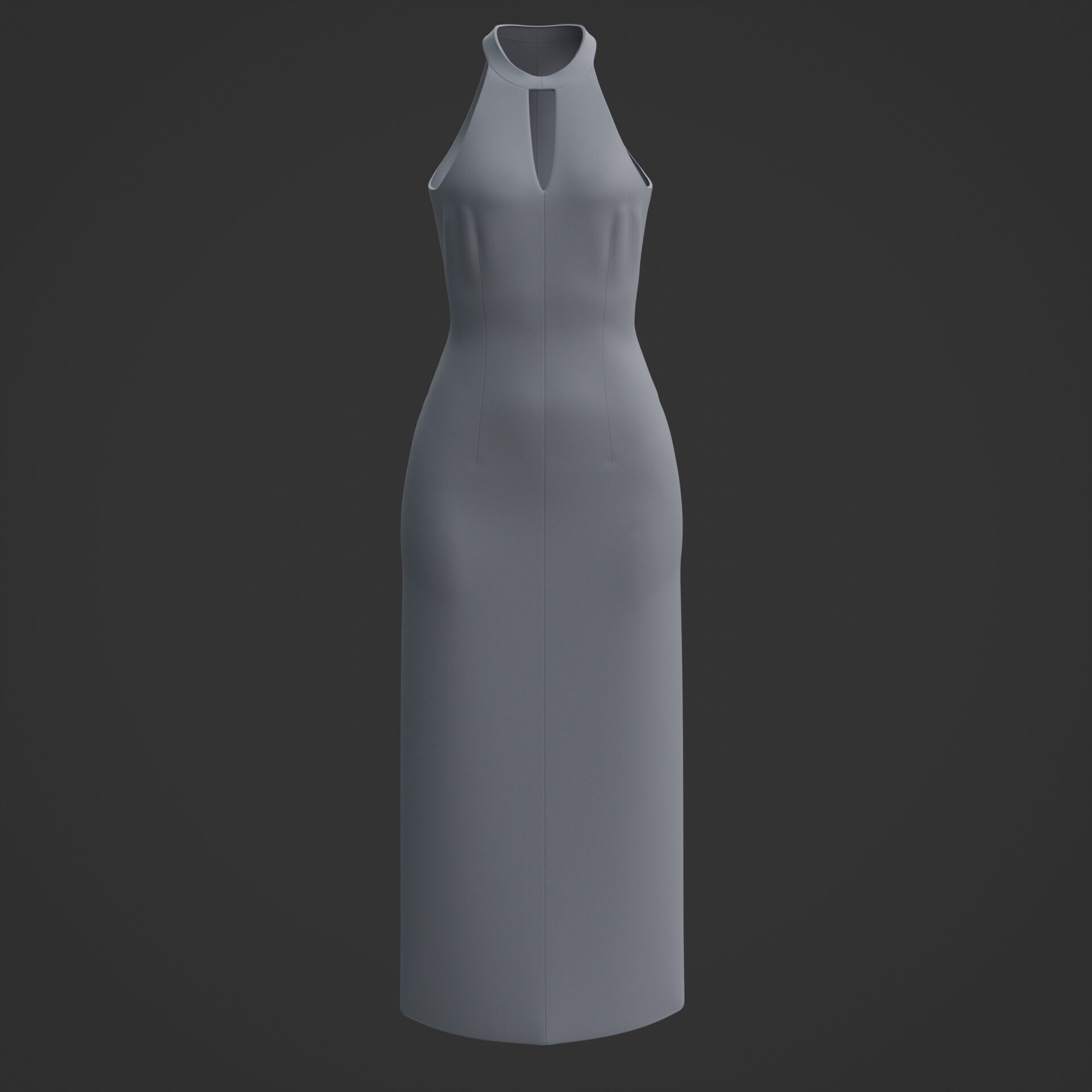3D Female long dress - Halterneck dress Low-poly 3D model_1