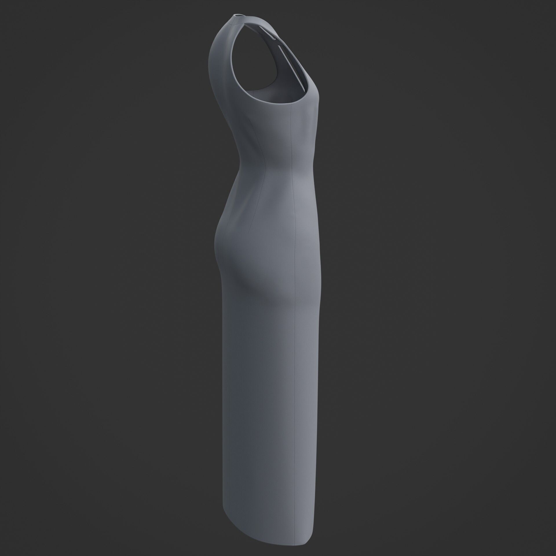 3D Female long dress - Halterneck dress Low-poly 3D model_7