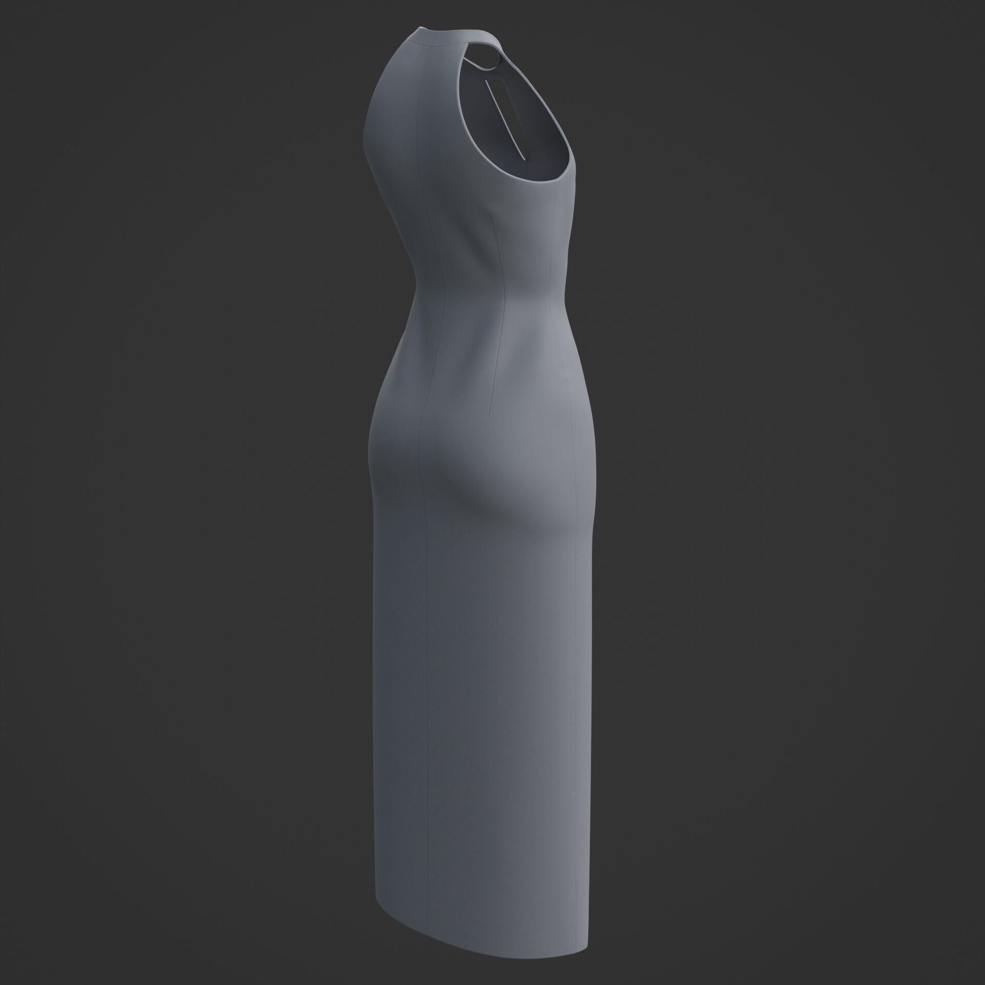 3D Female long dress - Halterneck dress Low-poly 3D model_8