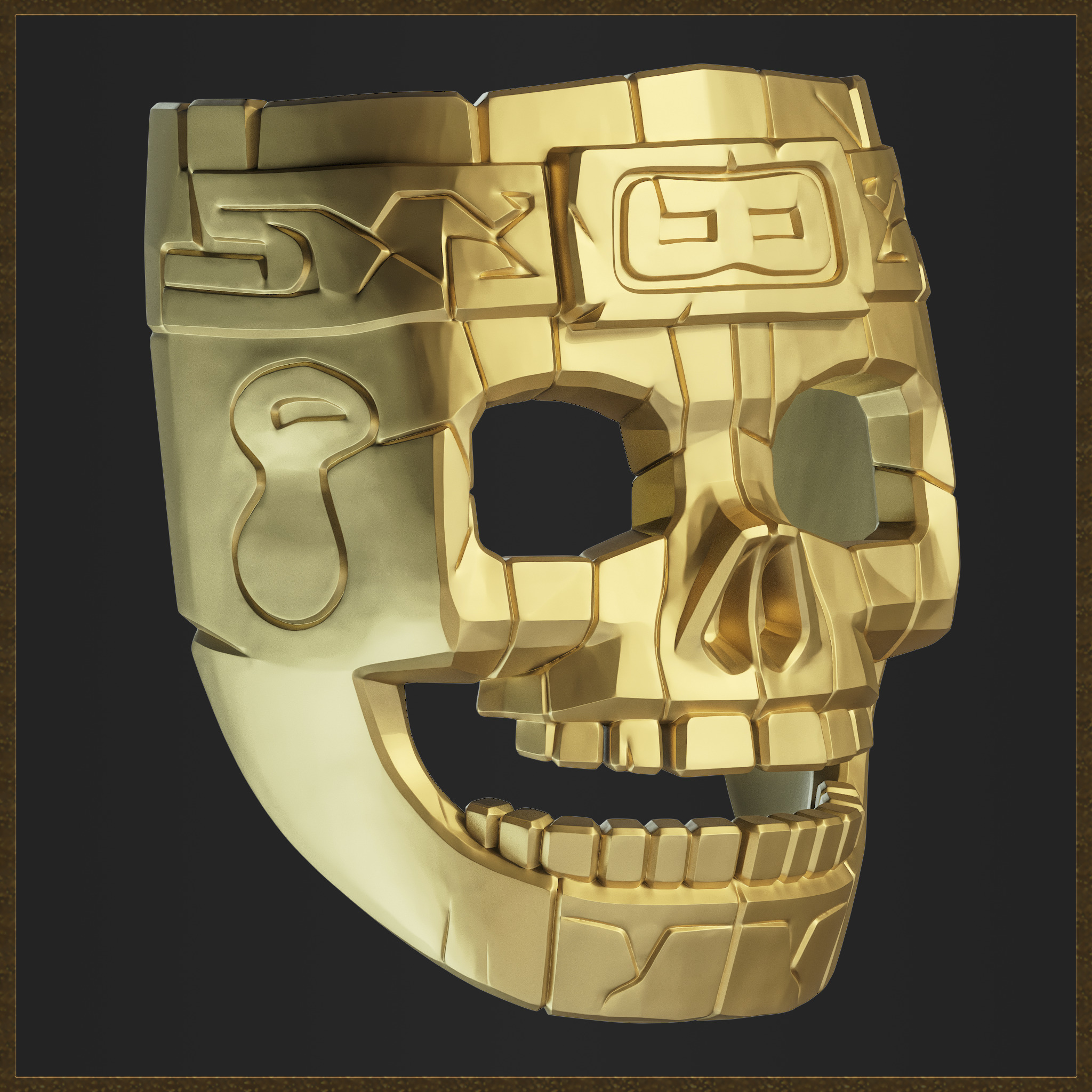 Aztec Skull Mask  3D print model_2
