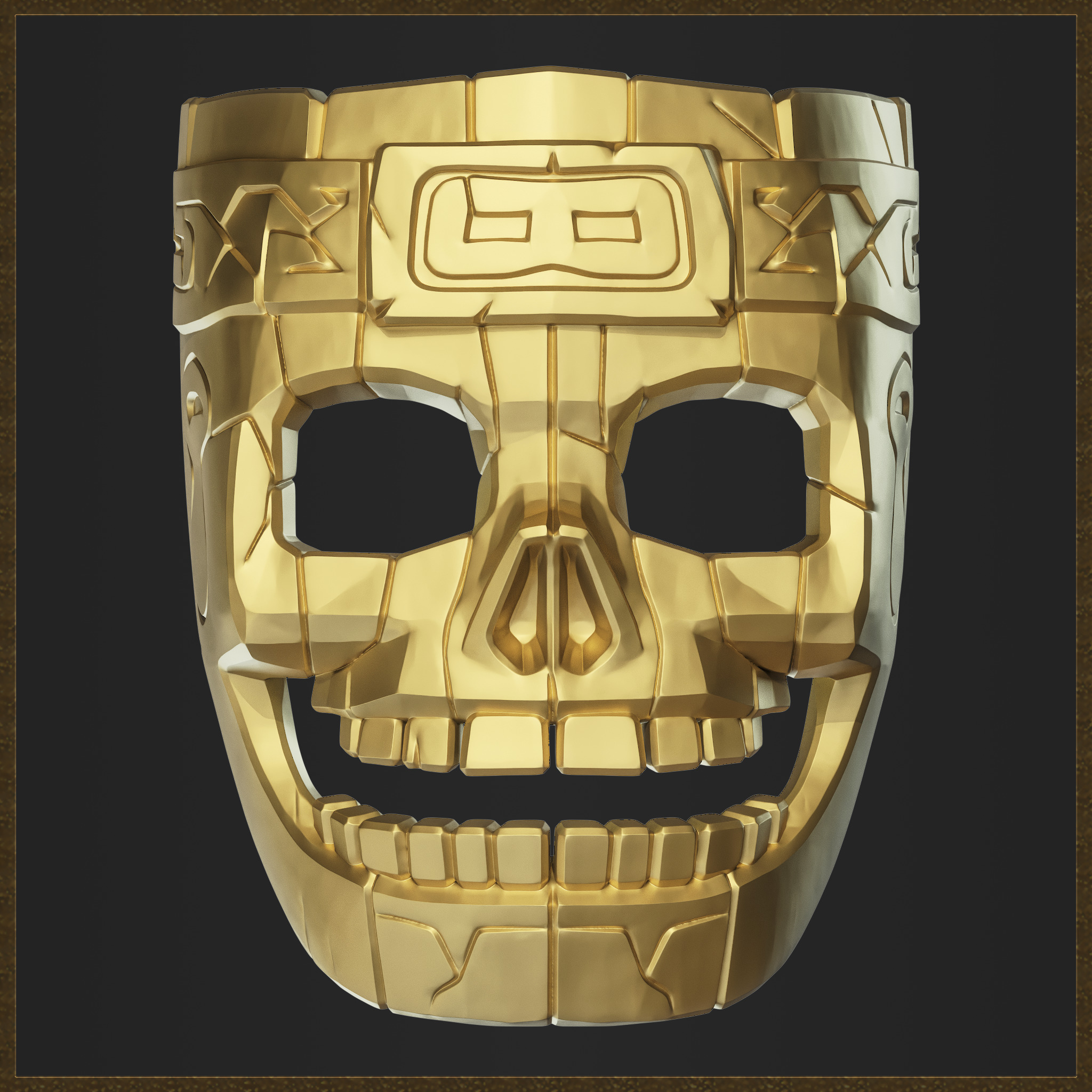 Aztec Skull Mask  3D print model_1