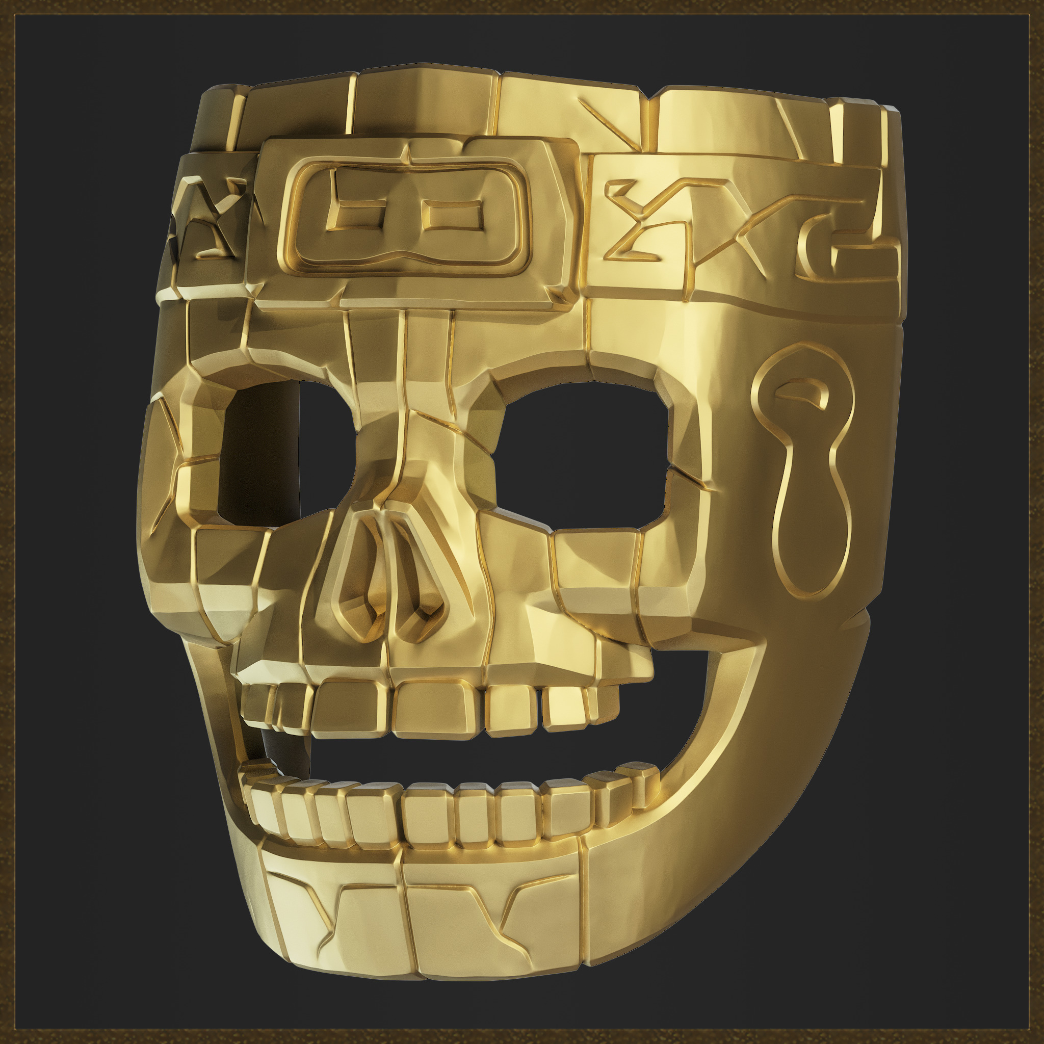 Aztec Skull Mask  3D print model_4