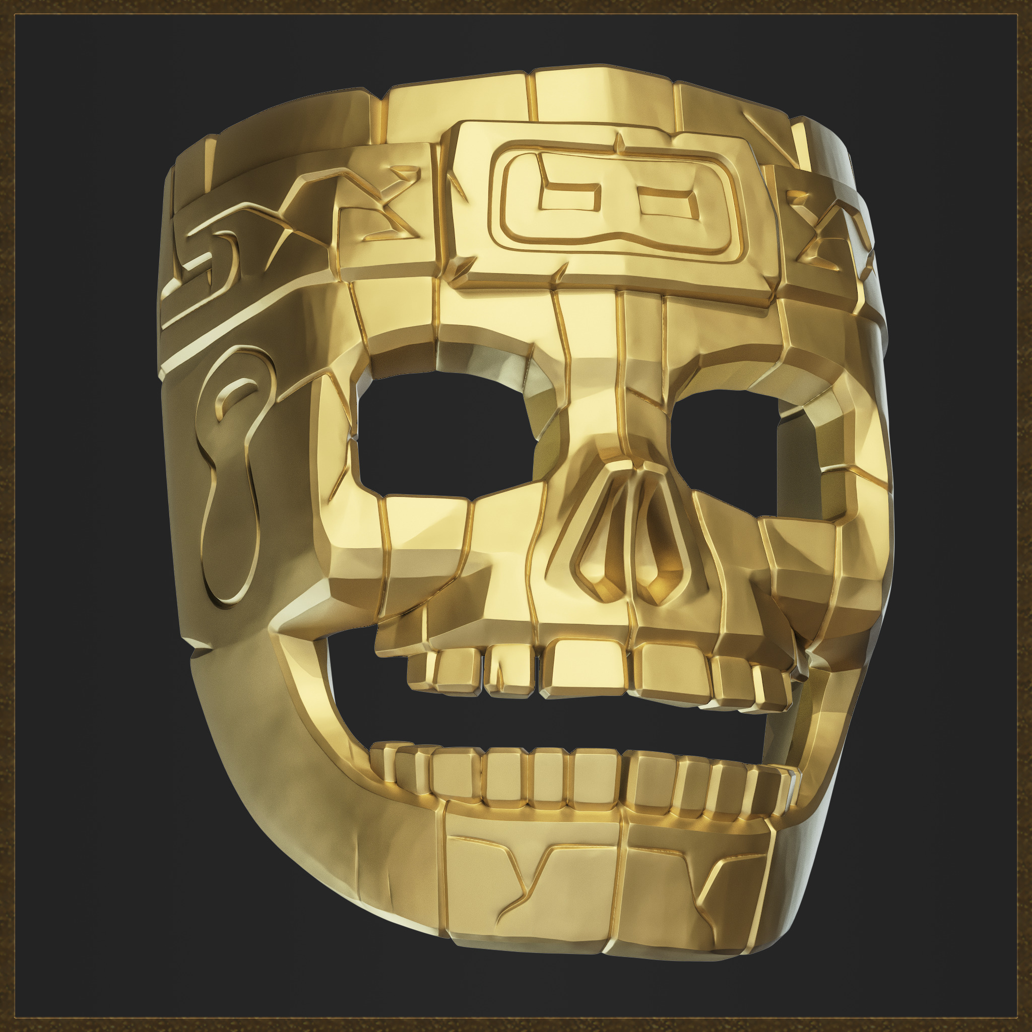 Aztec Skull Mask  3D print model_3