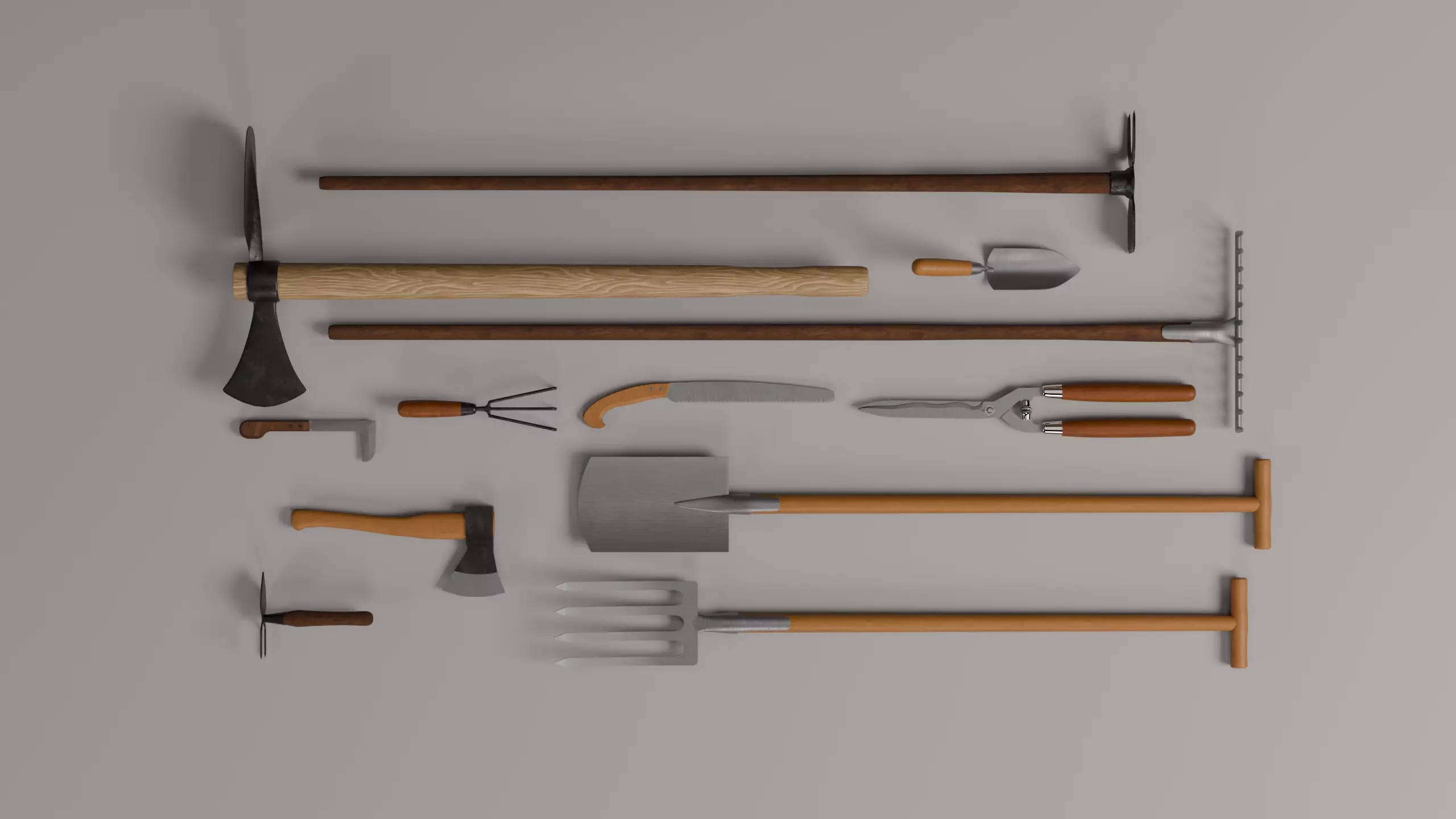 Garden Tools Classic Low-poly 3D model