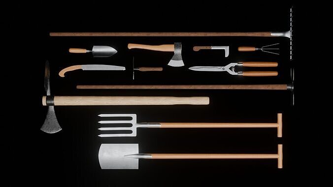 Garden Tools Classic Low-poly 3D model
