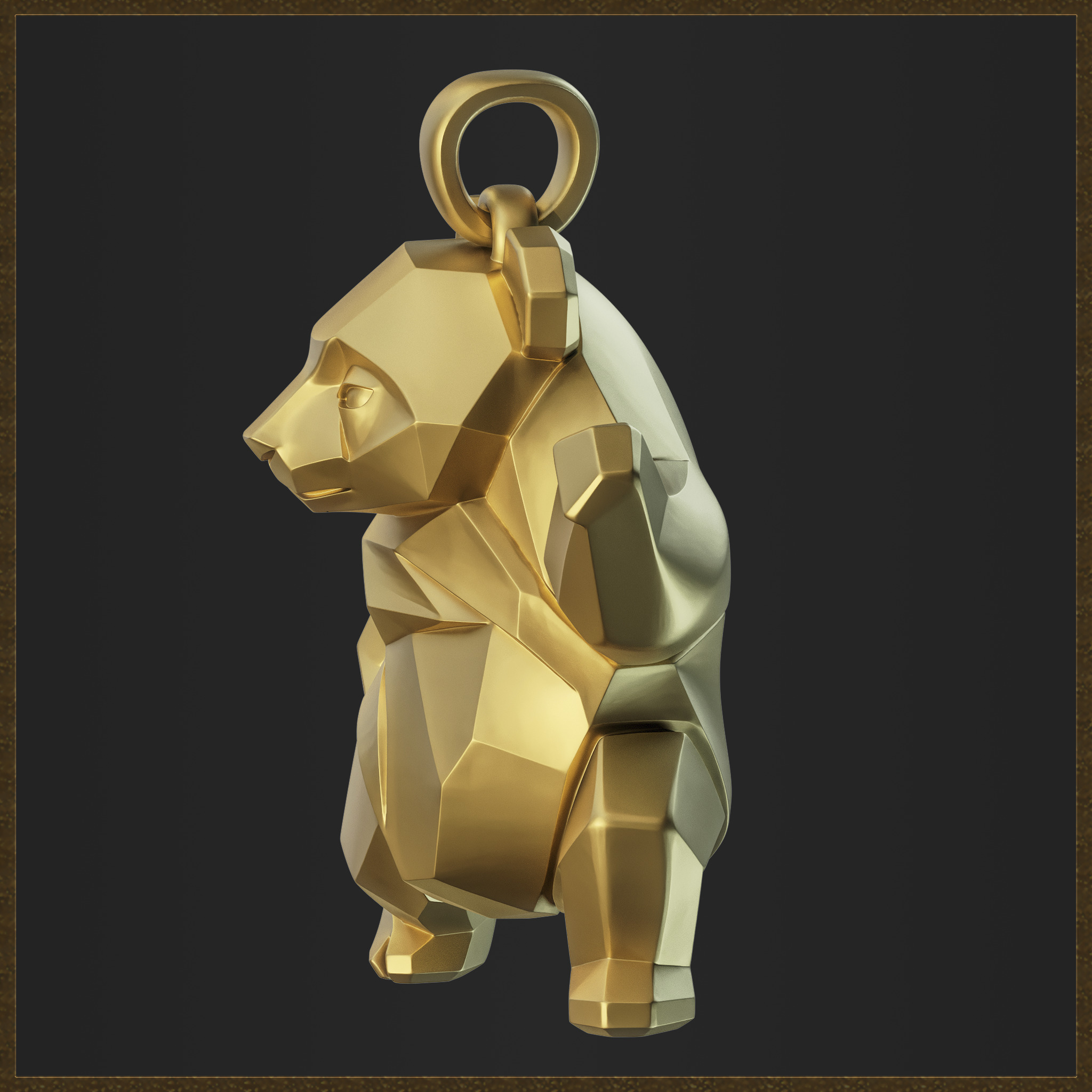 Polygonal Panda Jewelry  3D print model_4