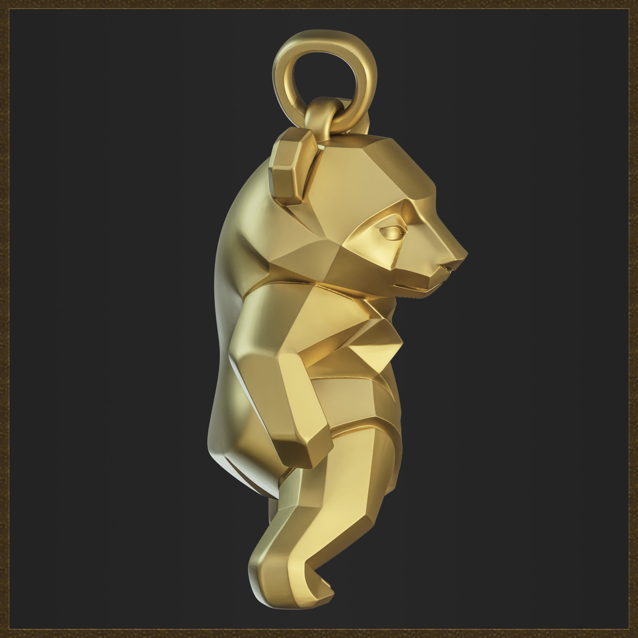 Polygonal Panda Jewelry  3D print model_7