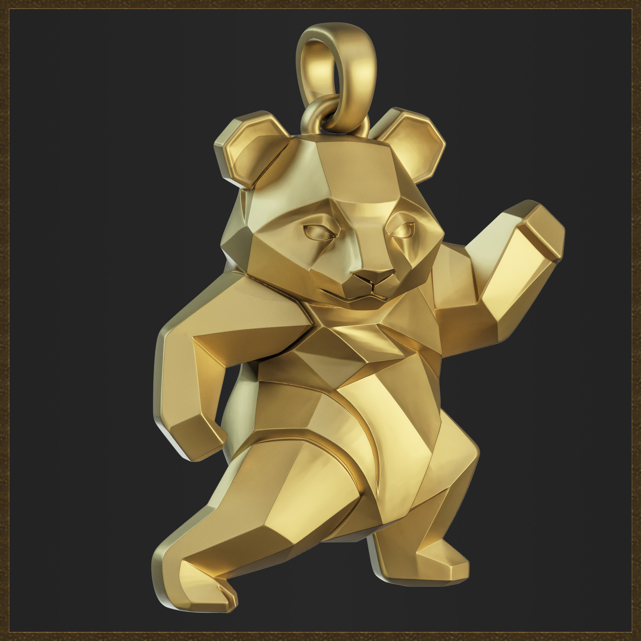 Polygonal Panda Jewelry  3D print model_2