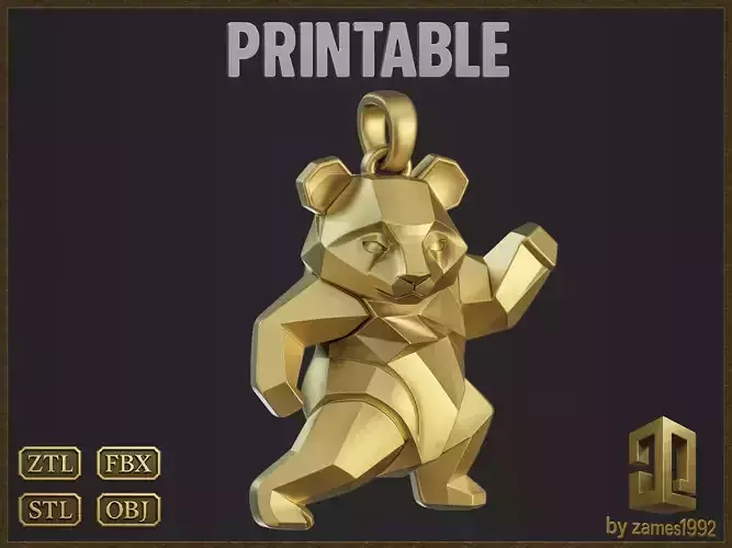 Polygonal Panda Jewelry  3D print model