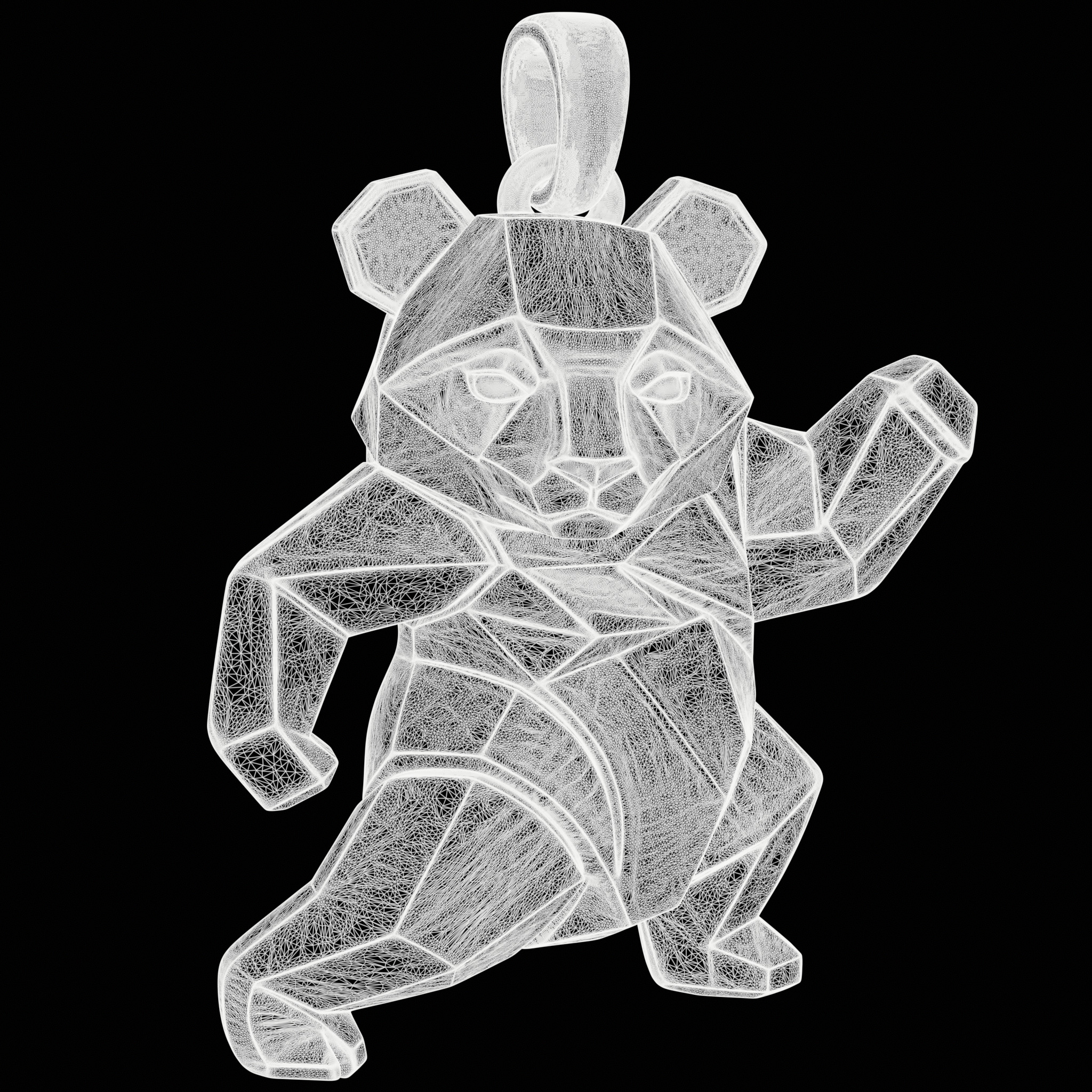 Polygonal Panda Jewelry  3D print model_8