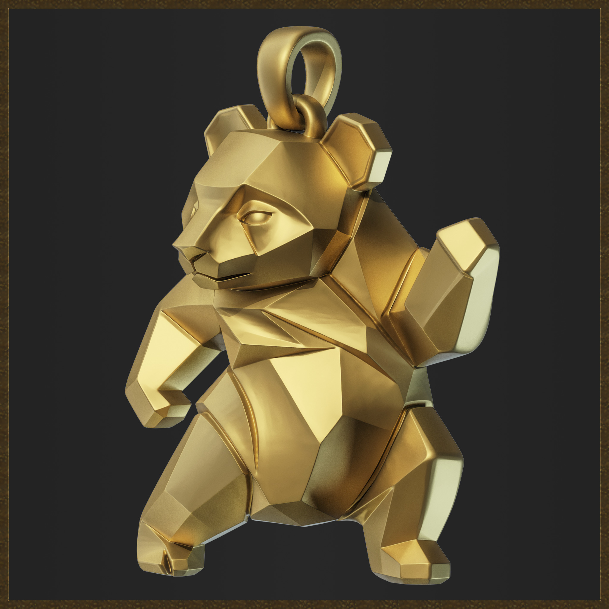 Polygonal Panda Jewelry  3D print model_1