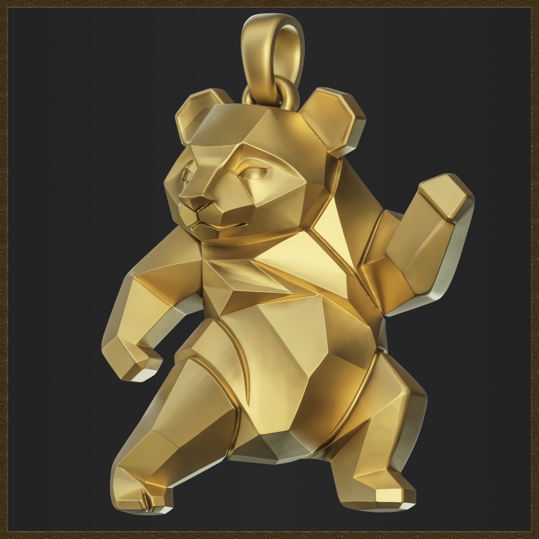 Polygonal Panda Jewelry  3D print model_3