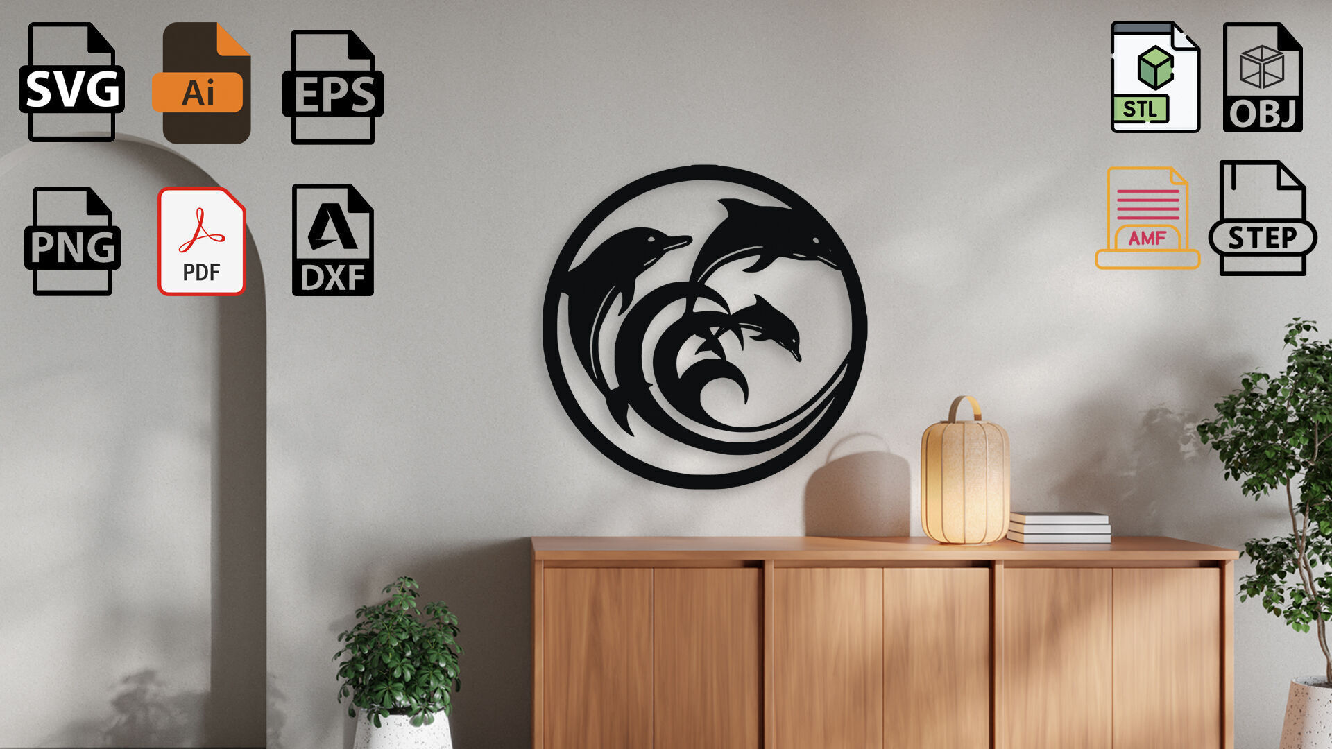 Dolphin Wall Decor 3D model_2