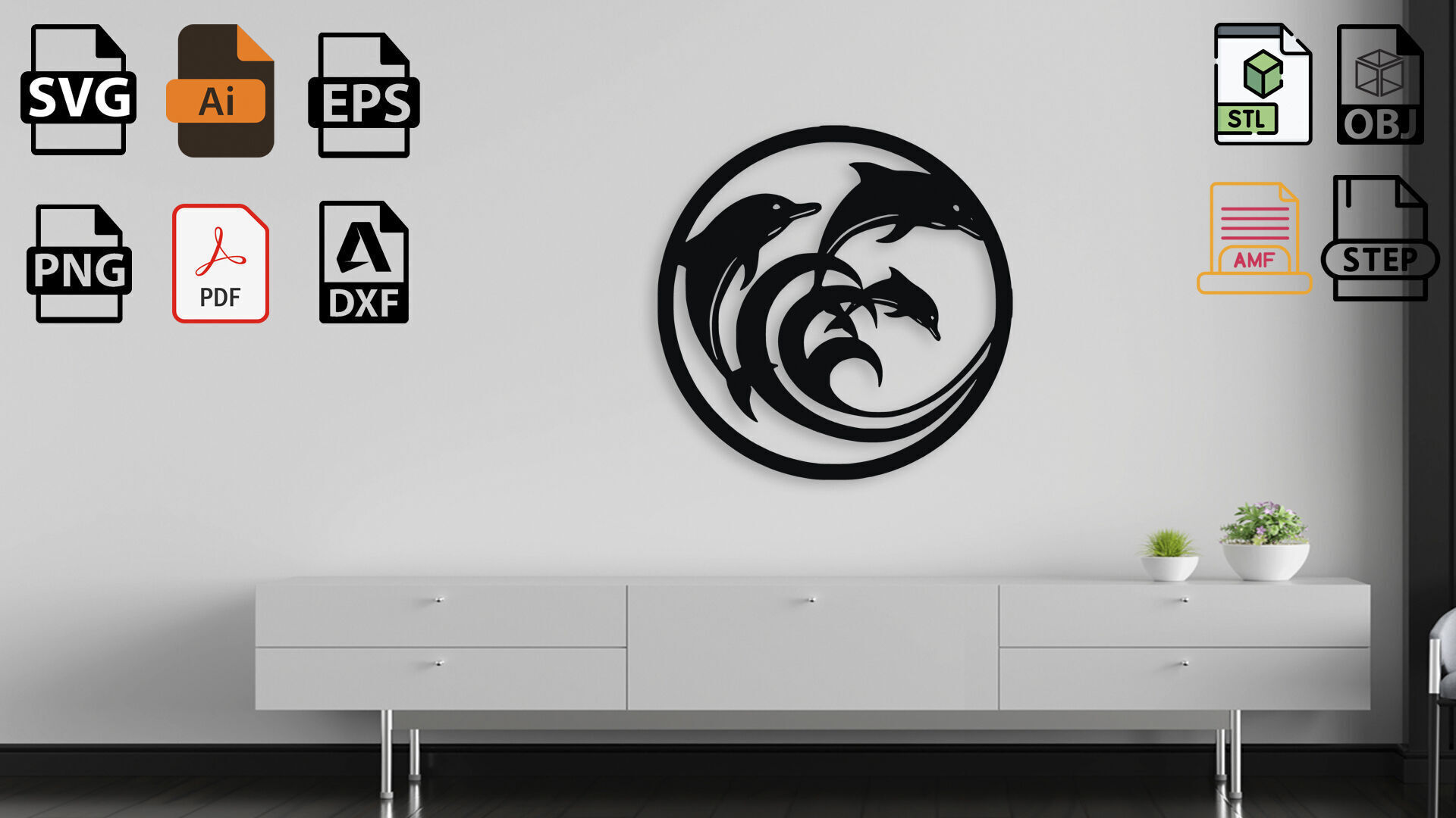 Dolphin Wall Decor 3D model_5