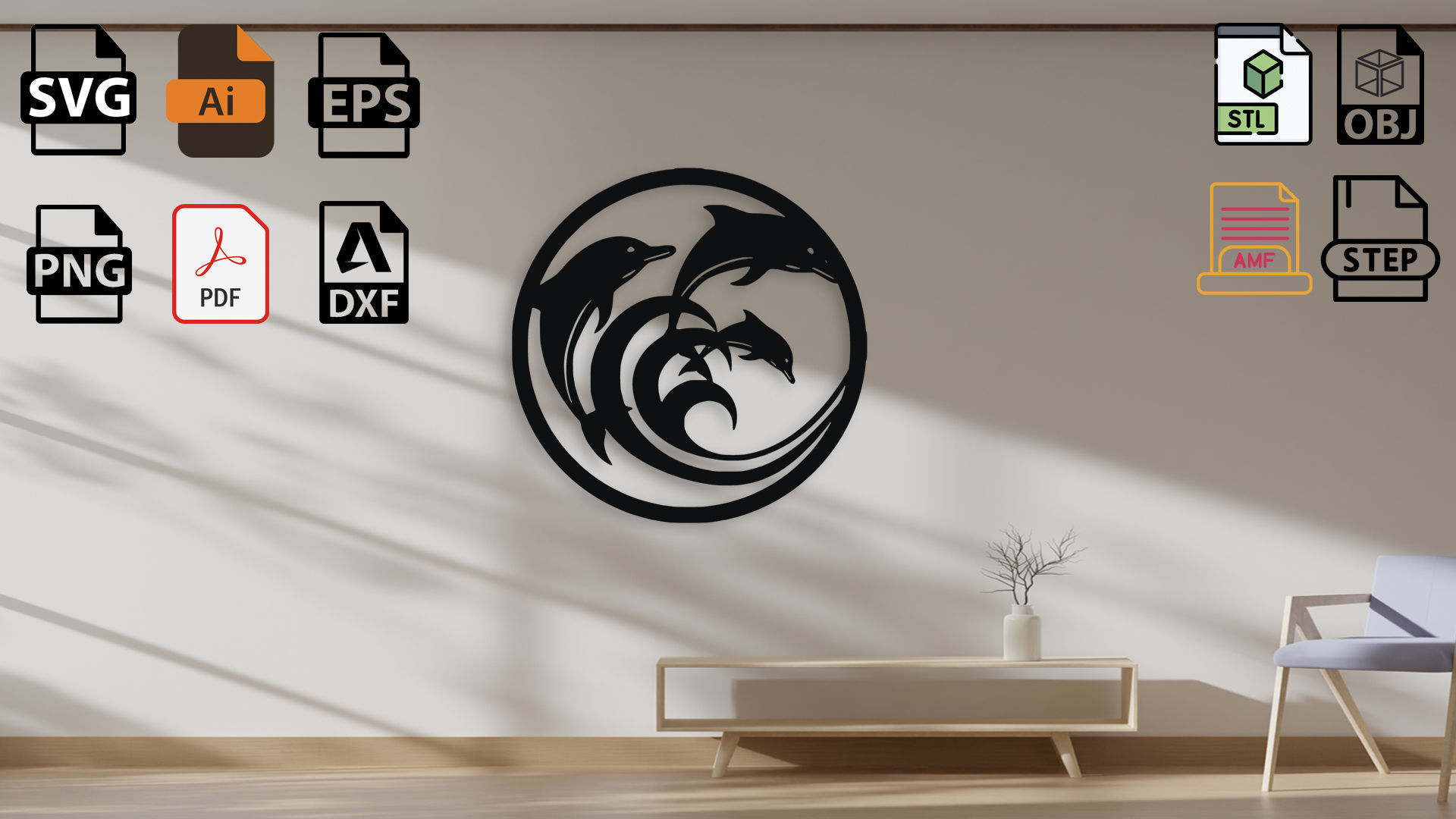 Dolphin Wall Decor 3D model_4
