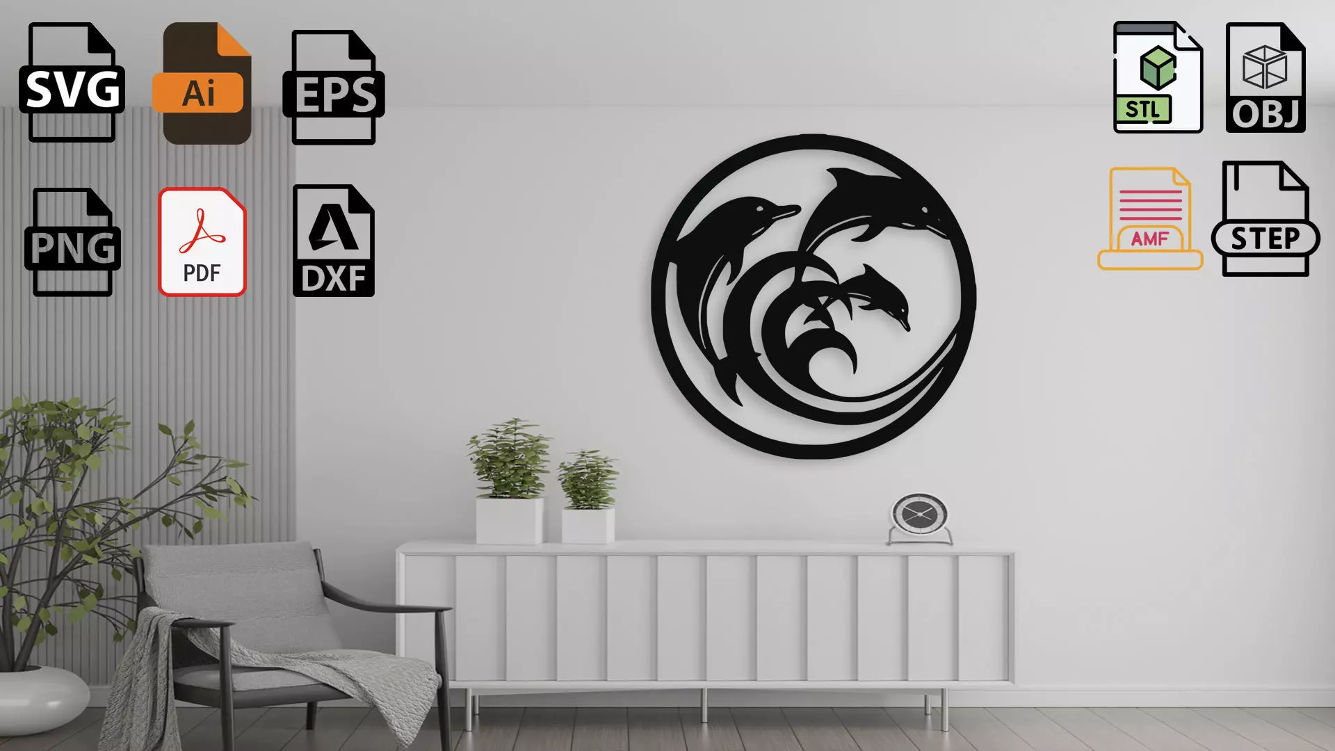 Dolphin Wall Decor 3D model_0