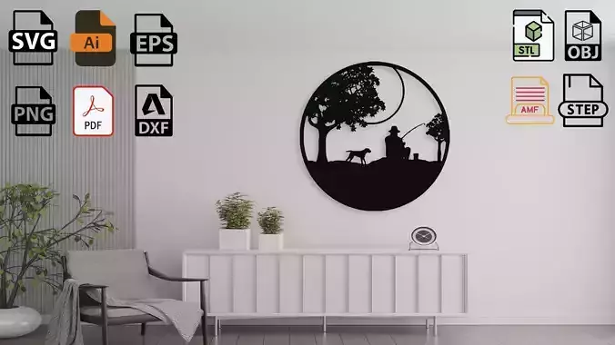 Fishing Scene Wall Decor