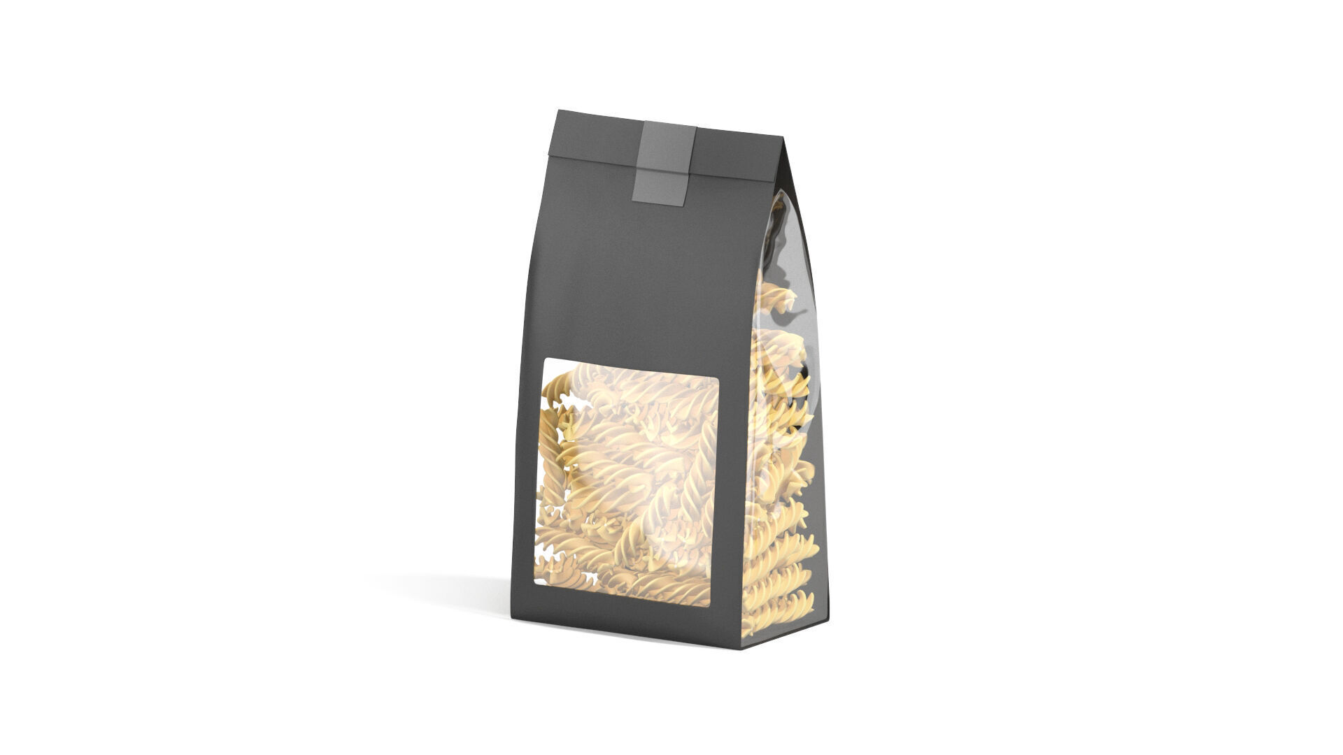 Black Paper Fusilli Pasta Package - spiral noodles packet  3D model_3