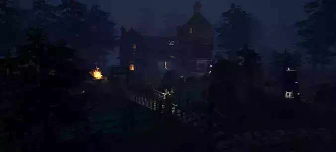 Whispers of the Forsaken Manor A Haunted Forest Environment