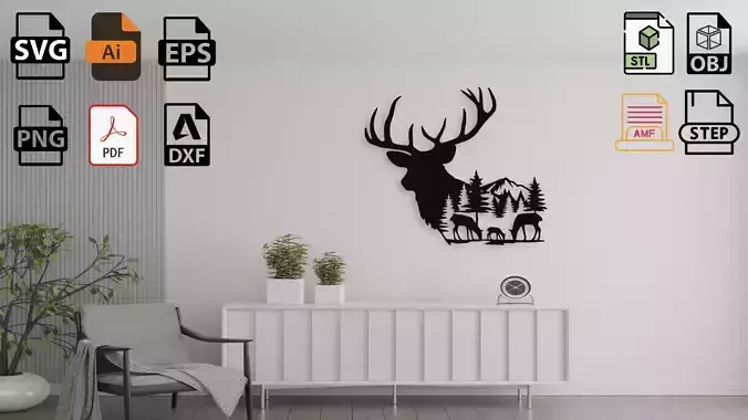 Deer in Forest Wall Decor