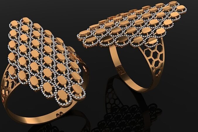 R1006 Marquise Cluster Ring 2gm 3D print model