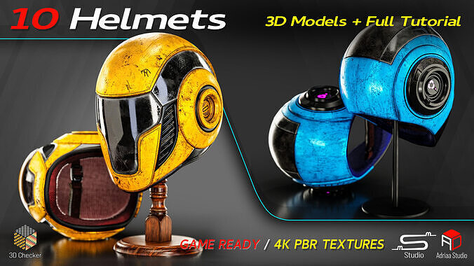 10 Helmets Low-poly 3D model 5