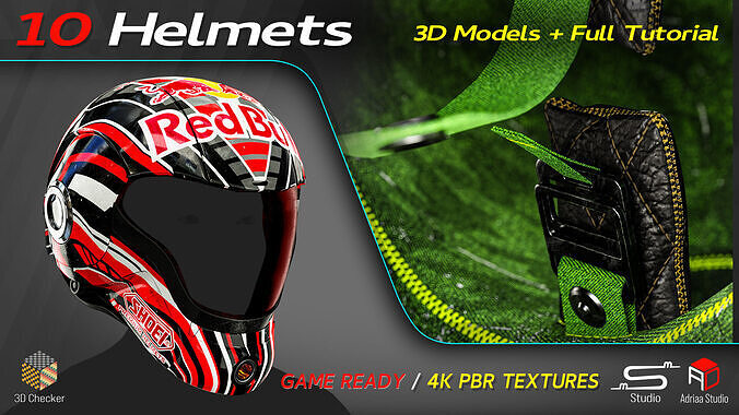 10 Helmets Low-poly 3D model 2