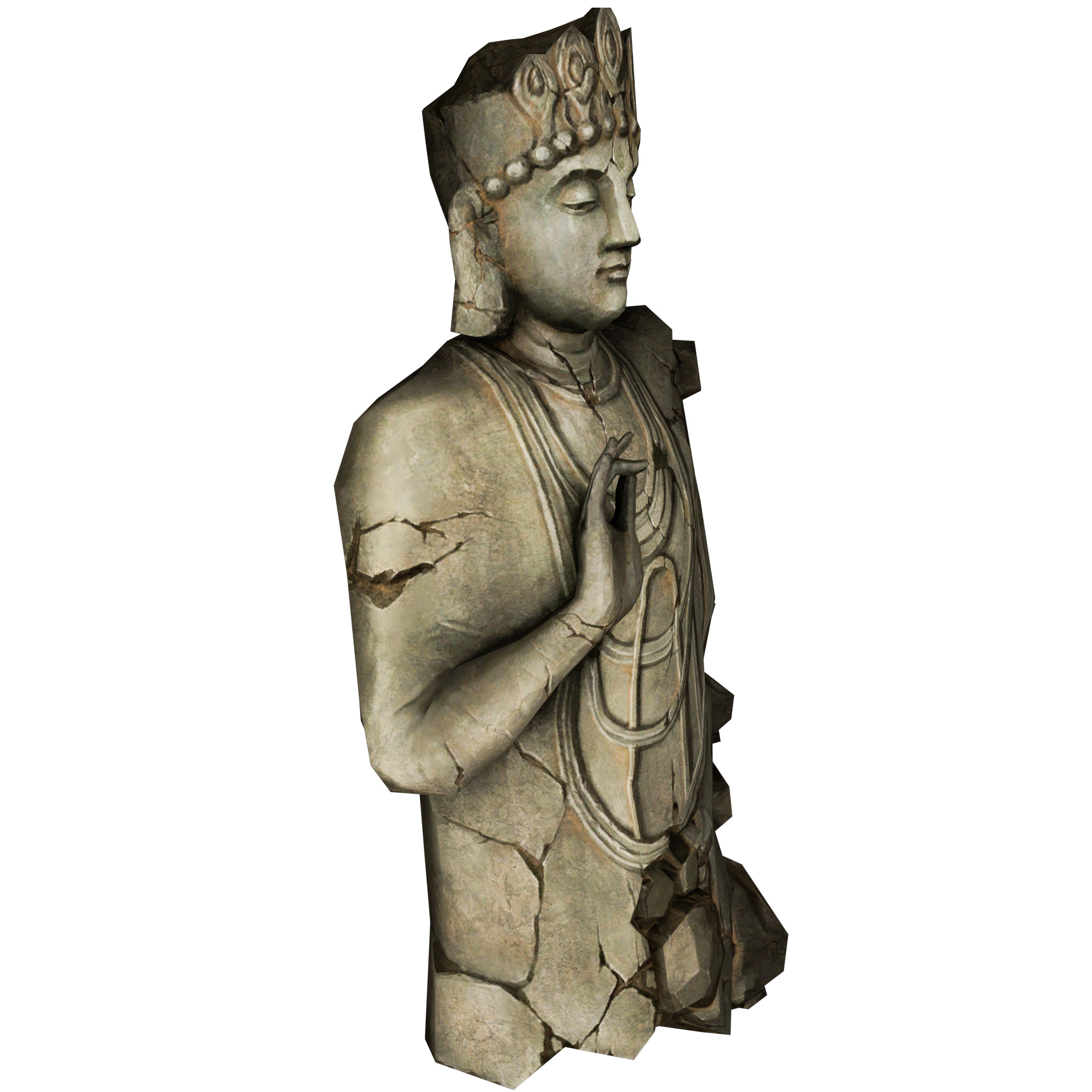 Low Poly Buddha 3D Model Stylized Zen Statue for Games  Low-poly 3D model_1