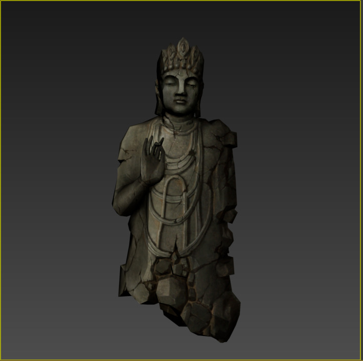 Low Poly Buddha 3D Model Stylized Zen Statue for Games  Low-poly 3D model_2