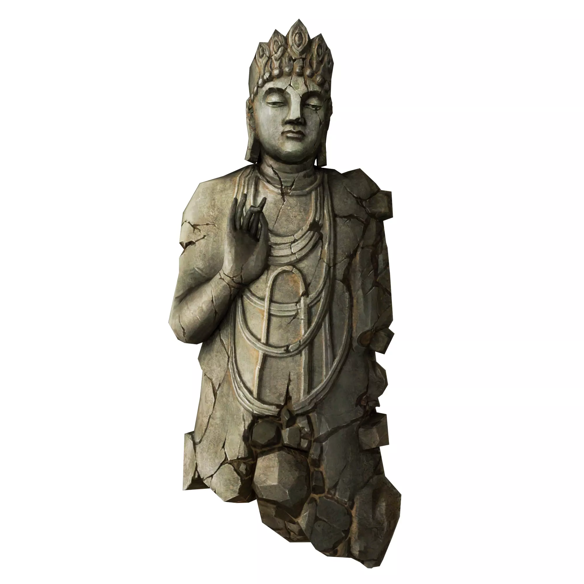 Low Poly Buddha 3D Model Stylized Zen Statue for Games  Low-poly 3D model_0
