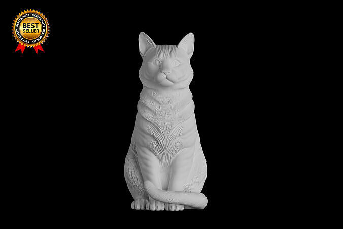 Cat Sculpture Print Model Sitting Pose  3D print model