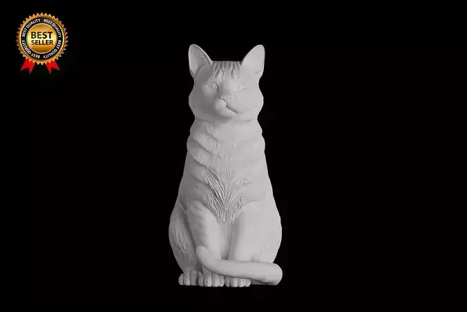 Cat Sculpture Print Model Sitting Pose 3D print model