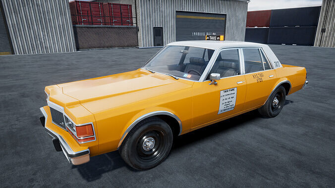 80s Yellow Taxi unity asset Low-poly 3D model